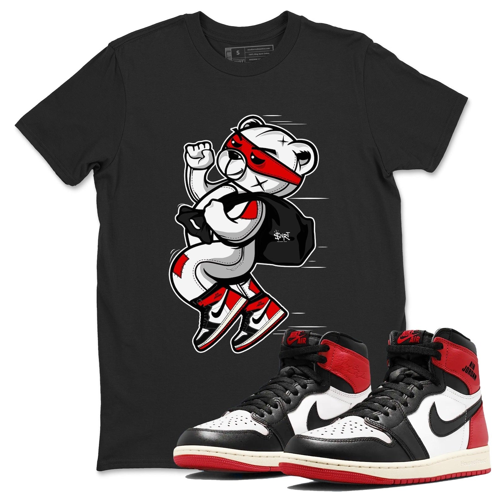 Thief Bear Sneaker Tee - Unisex Sneaker Shirts To Match Jordans 1s High OG Black Toe Reimagined, DZ5485-106 T-Shirt, Sneaker Match Tee