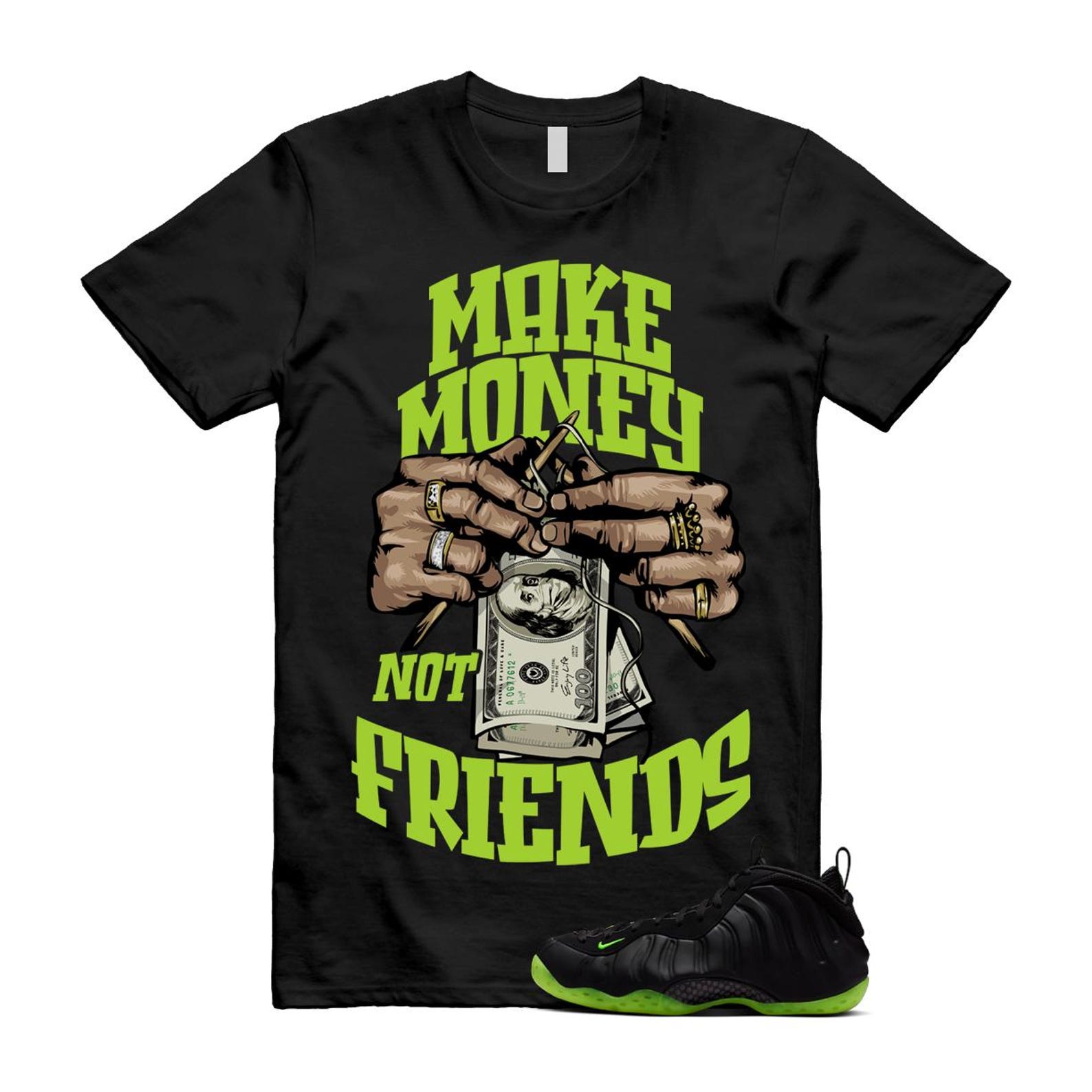 Foamposite Volt Black Air One T Shirt Match MM HF2902-001 T-Shirt, Sneaker Match Tee