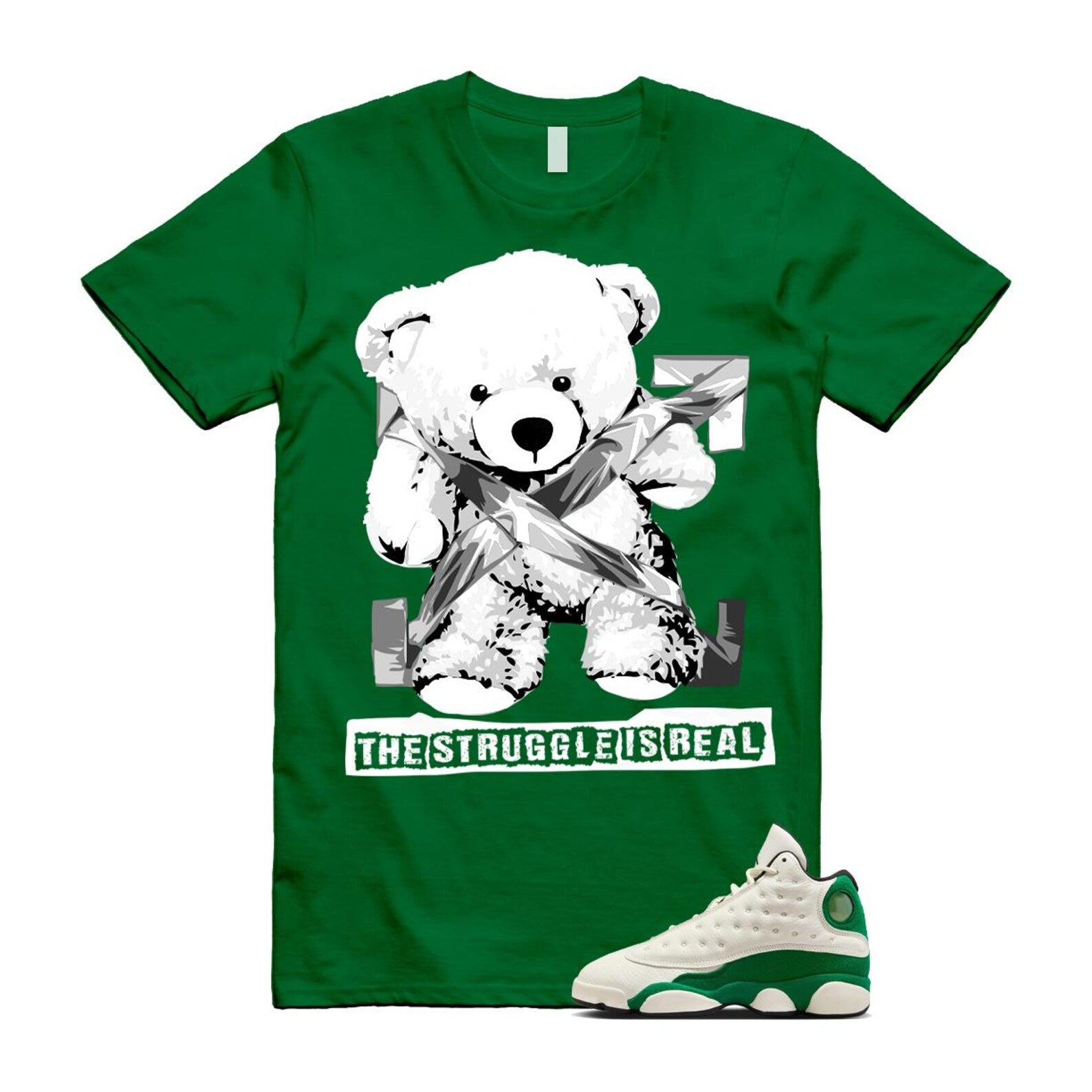 13 Pine Green White Black T Shirt Match STRUG HQ0779-103 T-Shirt, Sneaker Match Tee