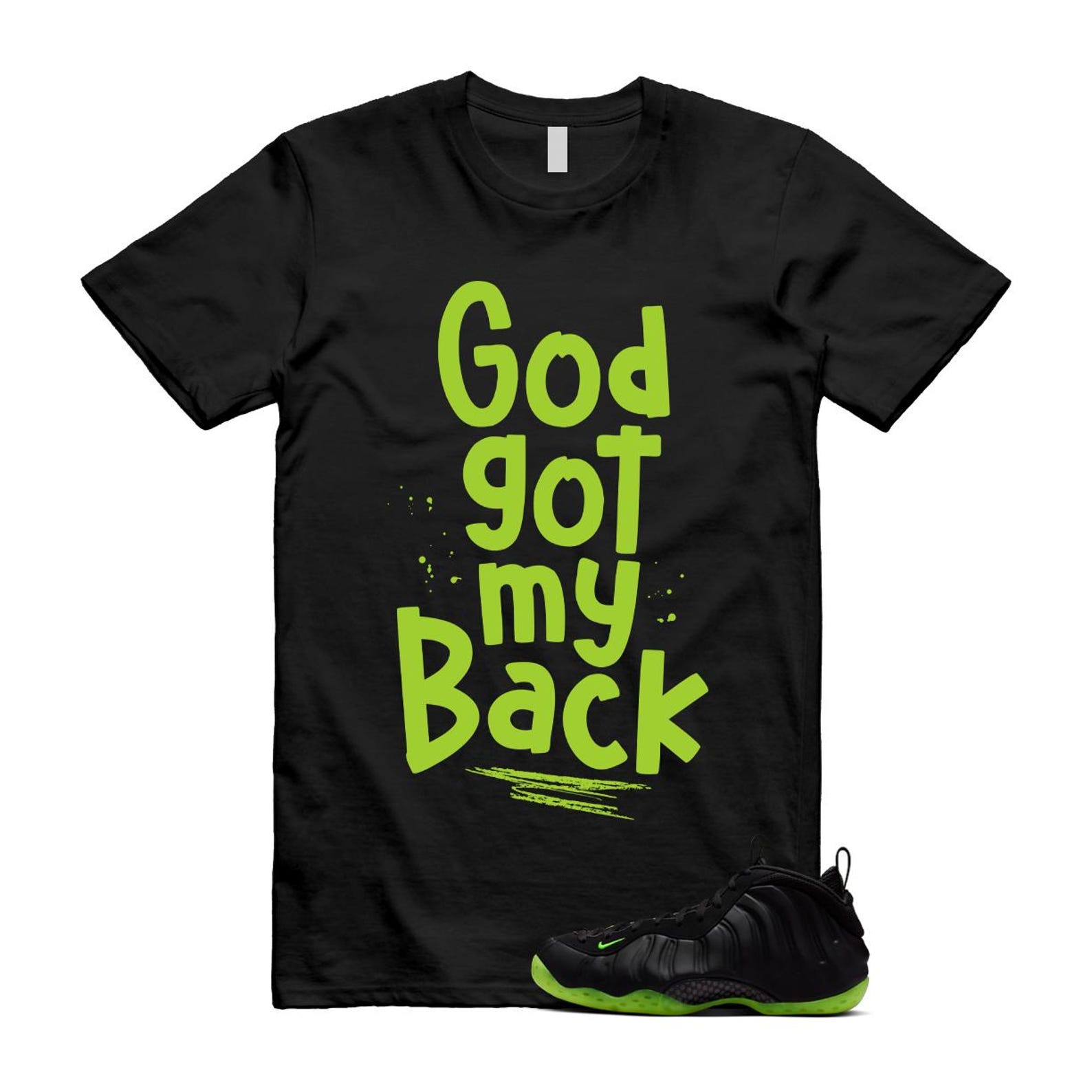 Foamposite Volt Black Air One T Shirt Match GOD HF2902-001 T-Shirt, Sneaker Match Tee