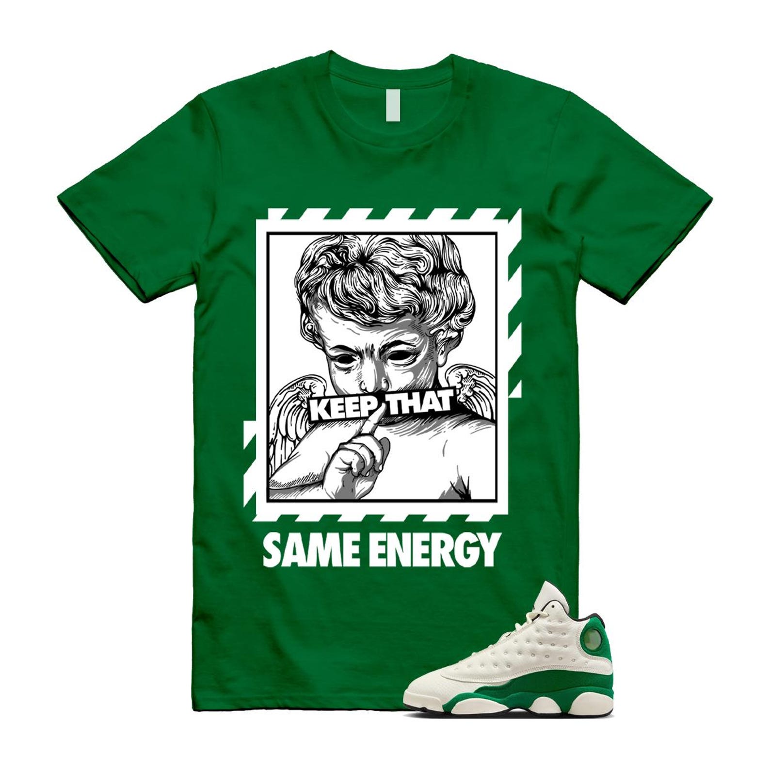 13 Pine Green White Black T Shirt Match ENERGY HQ0779-103 T-Shirt, Sneaker Match Tee