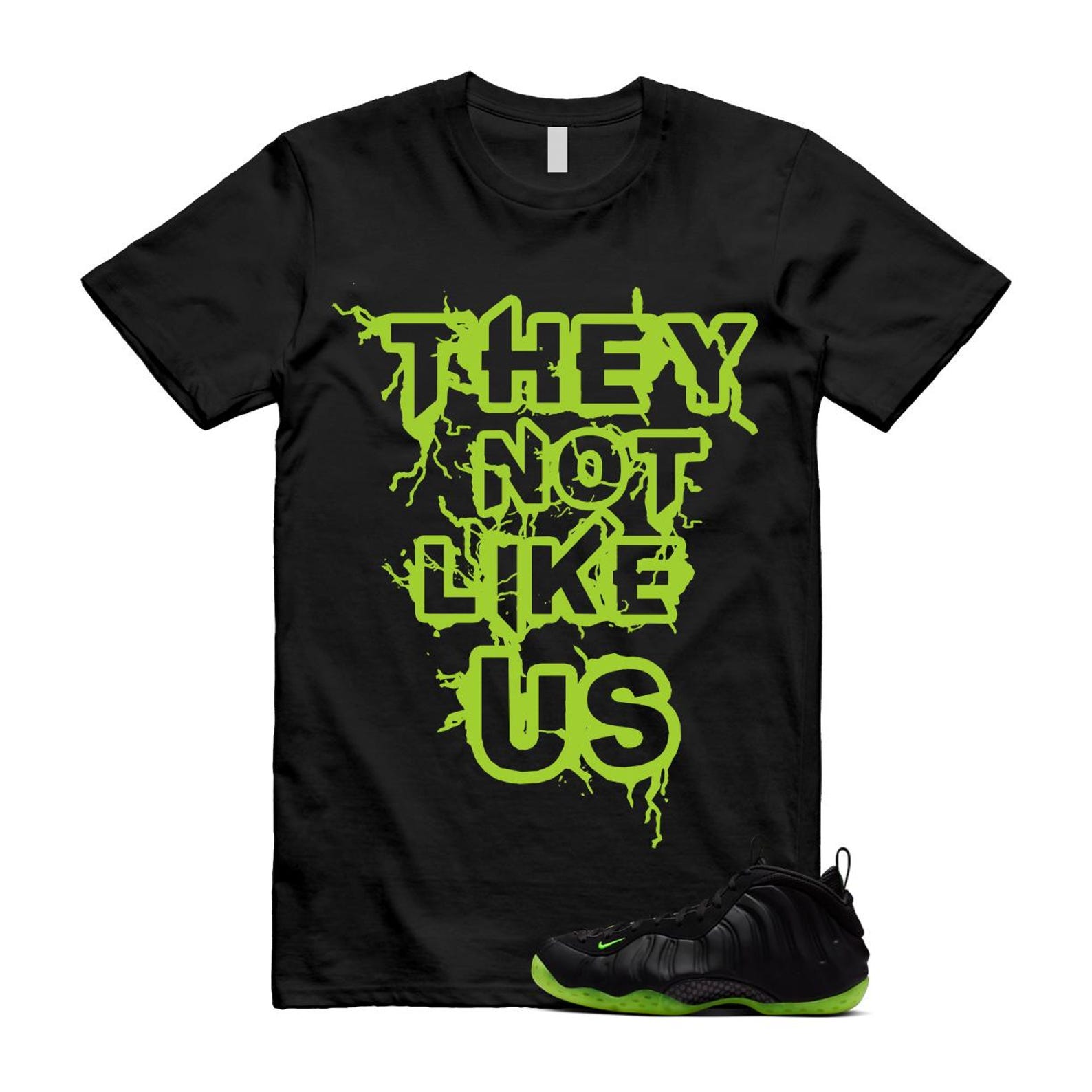 Foamposite Volt Black Air One T Shirt Match US HF2902-001 T-Shirt, Sneaker Match Tee