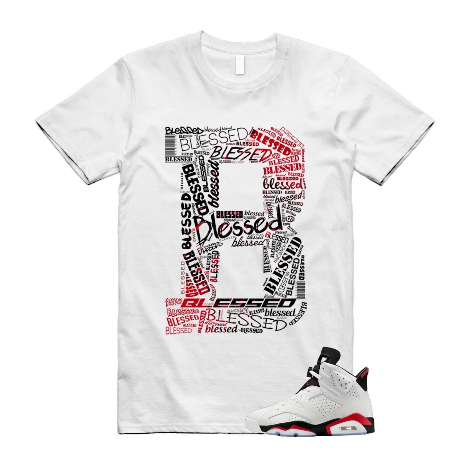 6 Fire Red Summit White Black T Shirt Match B BLS CT8529-120 T-Shirt, Sneaker Match Tee