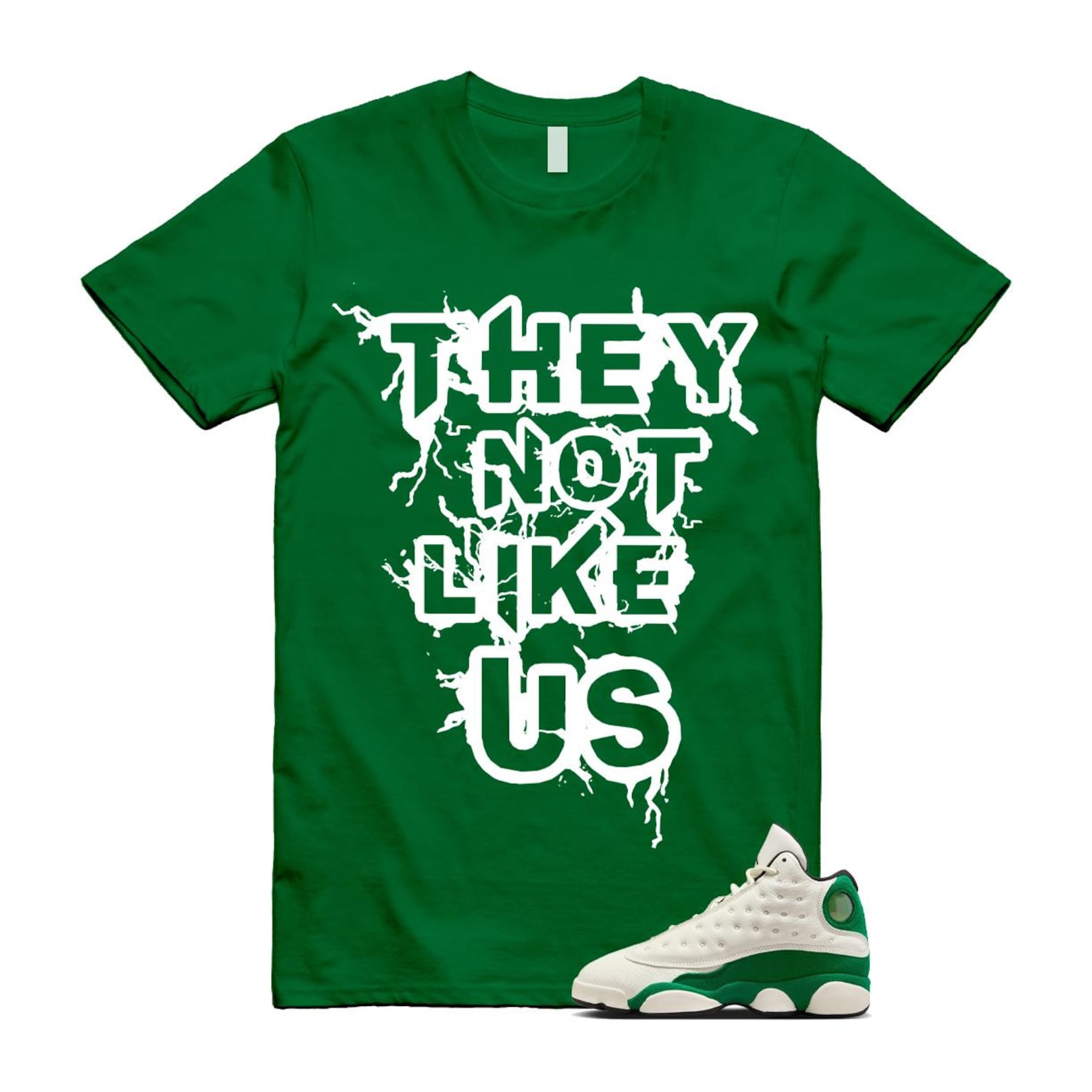 13 Pine Green White Black T Shirt Match US HQ0779-103 T-Shirt, Sneaker Match Tee