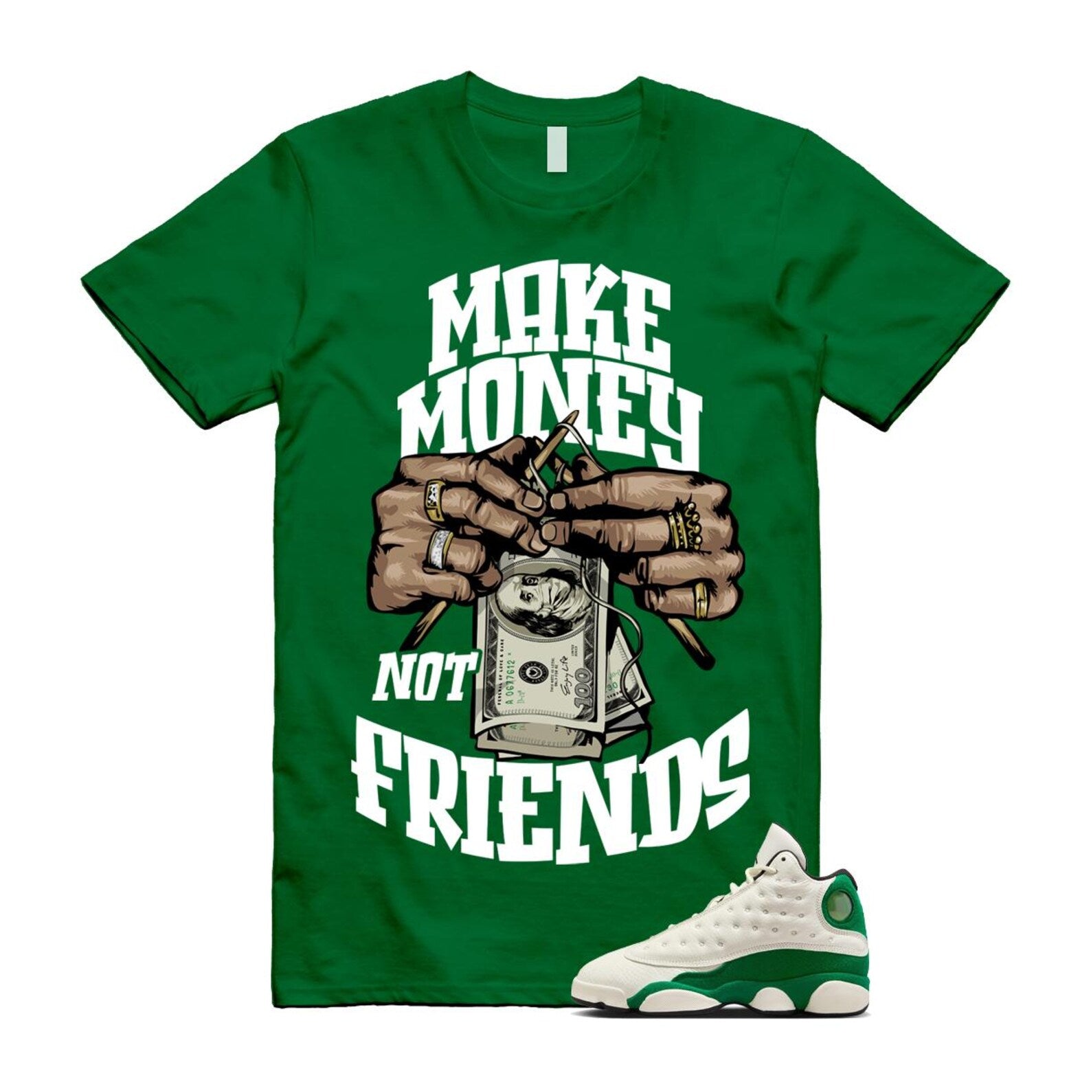 13 Pine Green White Black T Shirt Match MM HQ0779-103 T-Shirt, Sneaker Match Tee