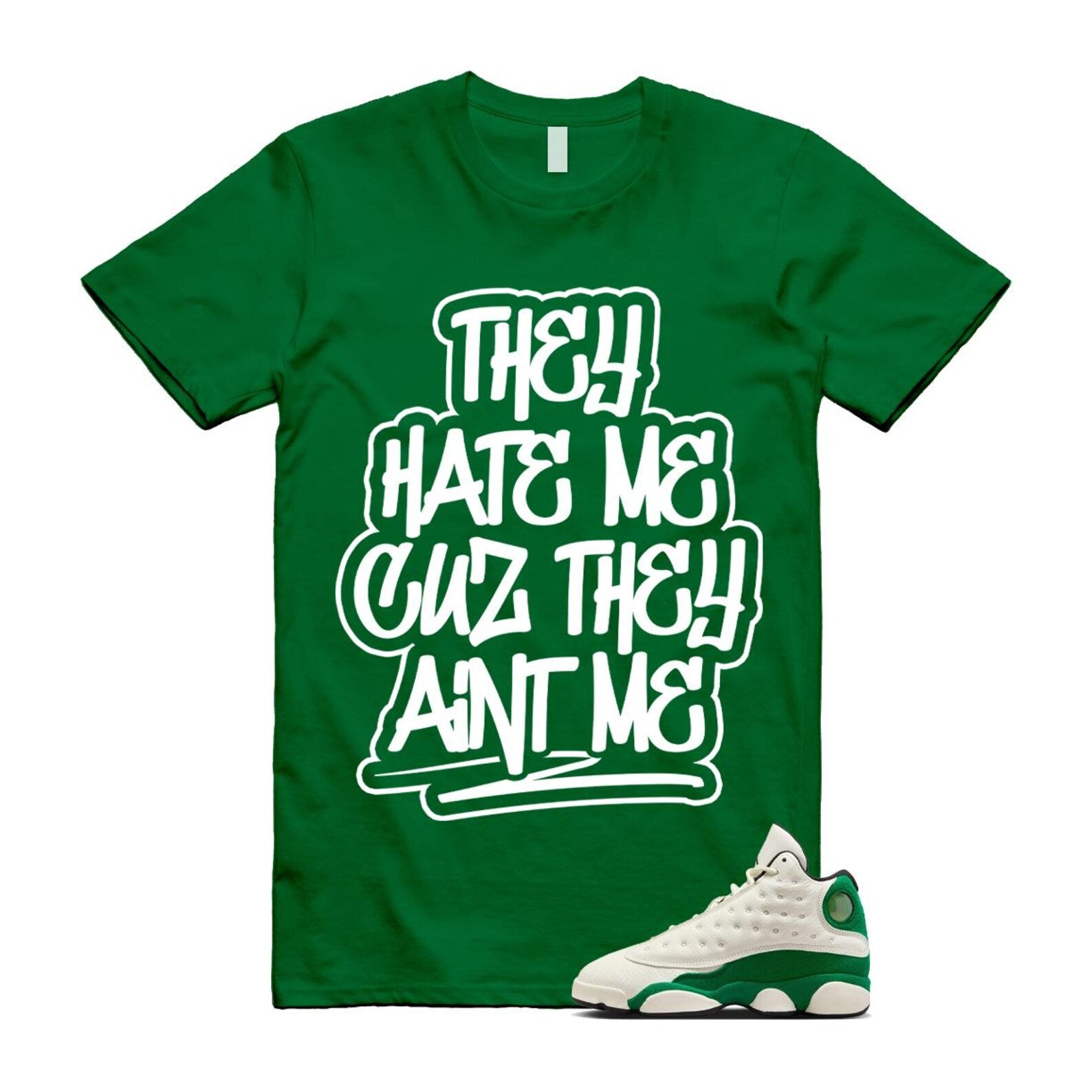 13 Pine Green White Black T Shirt Match AINT HQ0779-103 T-Shirt, Sneaker Match Tee