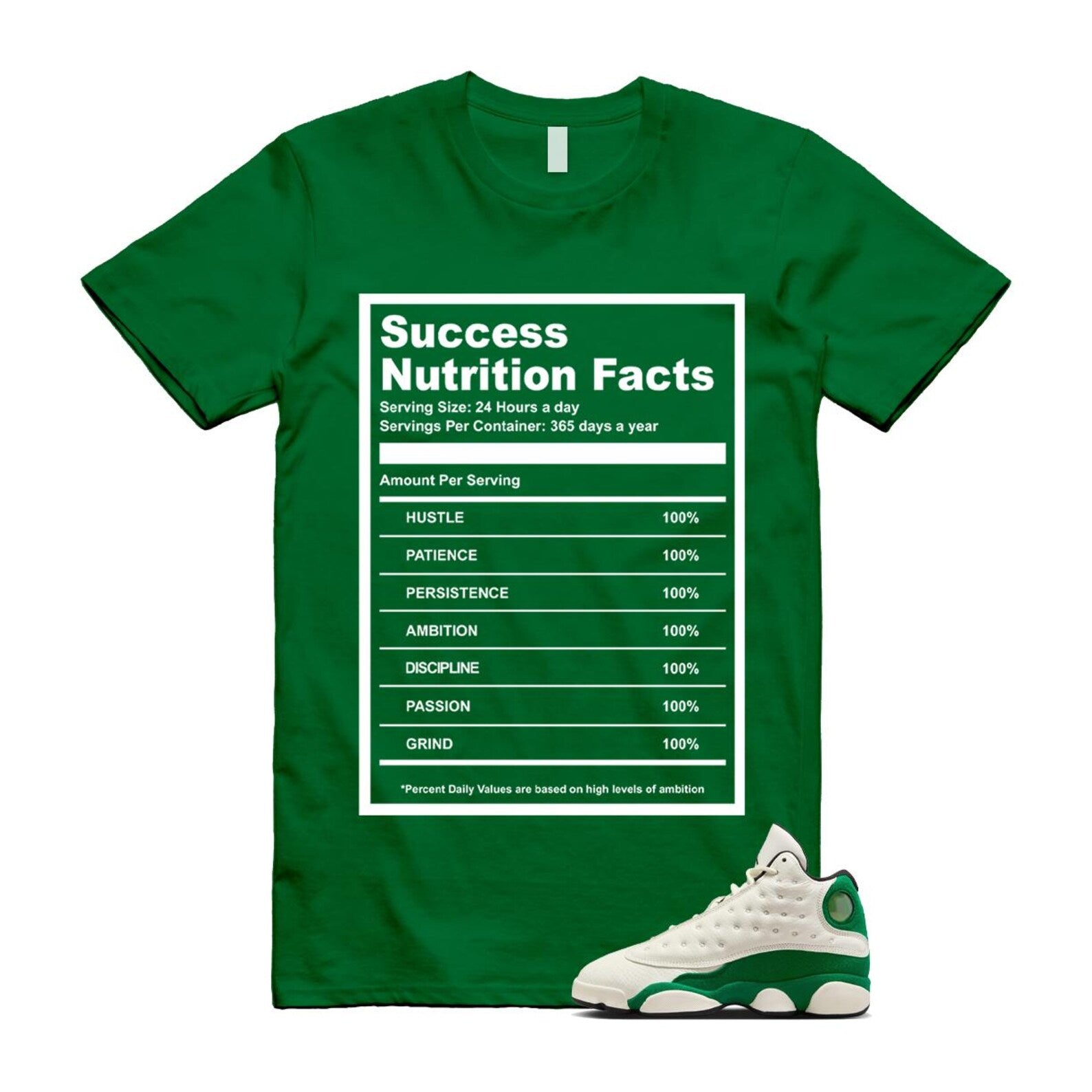 13 Pine Green White Black T Shirt Match SUCC HQ0779-103 T-Shirt, Sneaker Match Tee