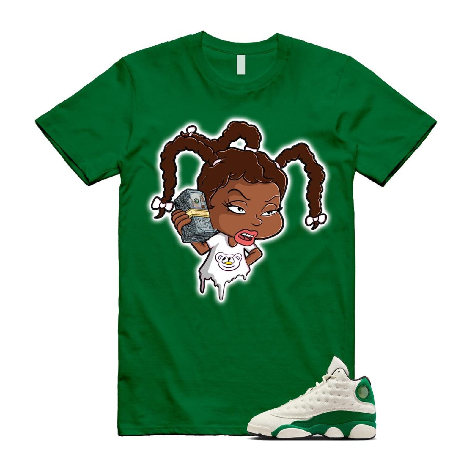 13 Pine Green White Black T Shirt Match SUSIE HQ0779-103 T-Shirt, Sneaker Match Tee