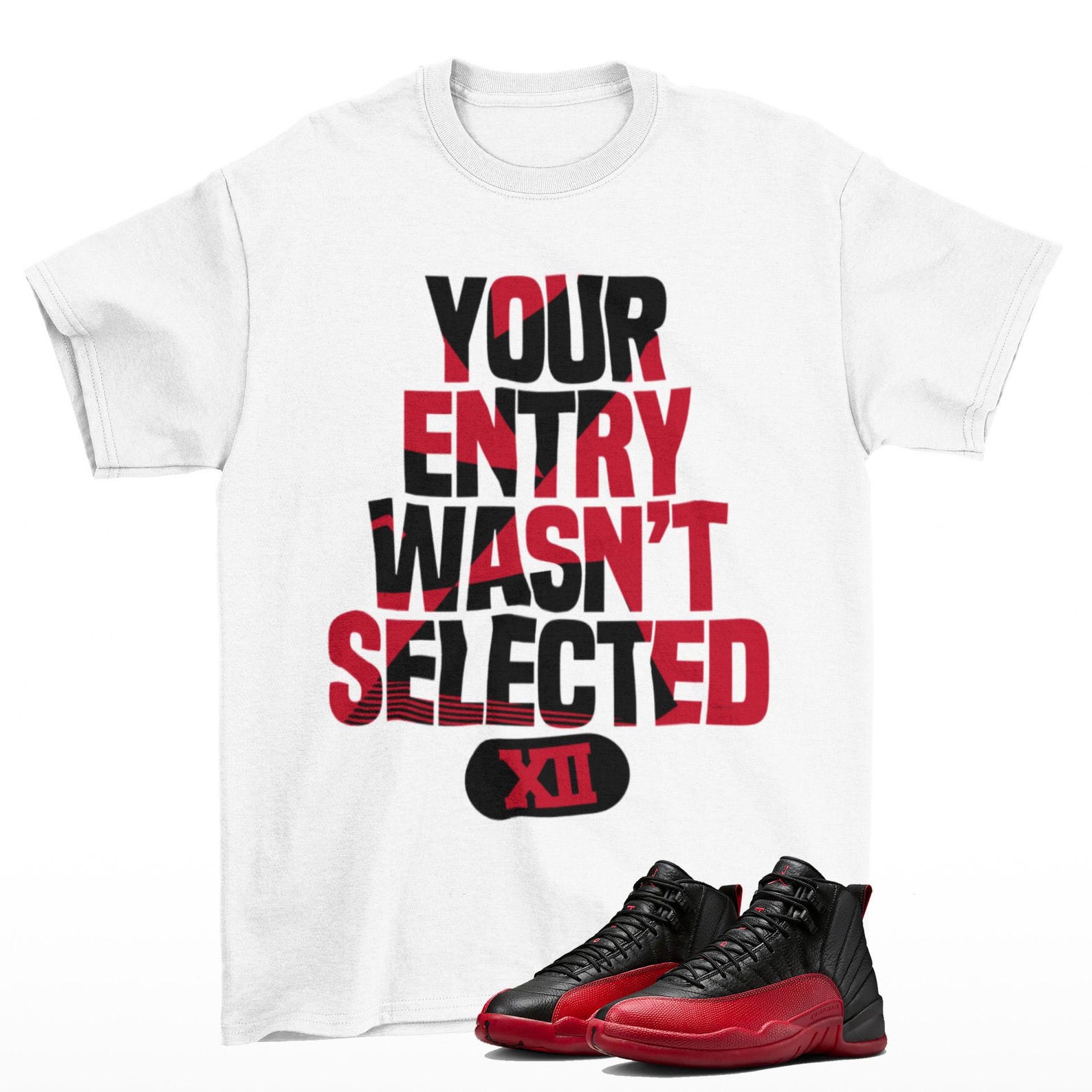 Raffle Jordan 12 Flu Game Sneaker Matching T Shirt, CT8013-002 T-Shirt, Sneaker Match Tee