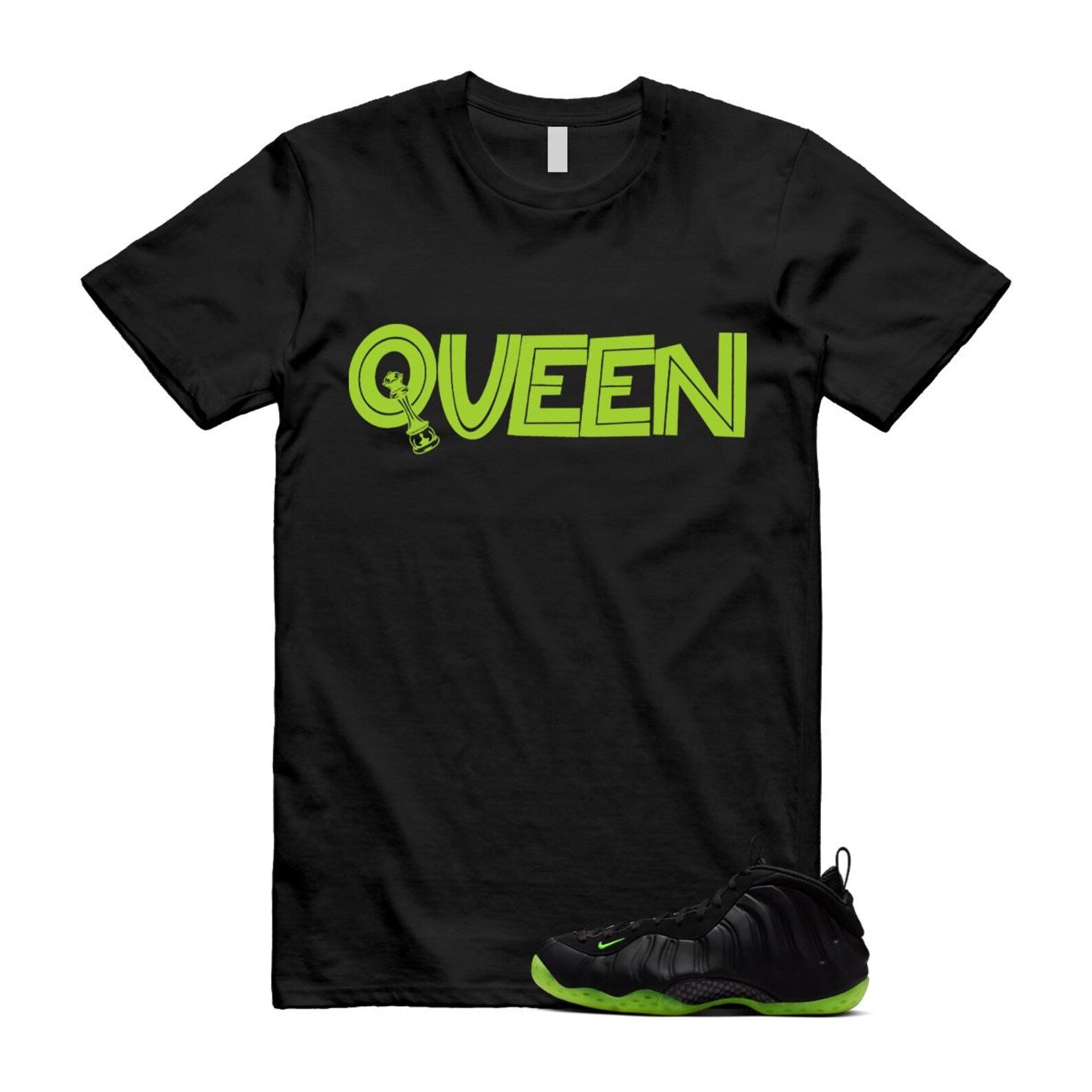 Foamposite Volt Black Air One T Shirt Match QUEEN HF2902-001 T-Shirt, Sneaker Match Tee