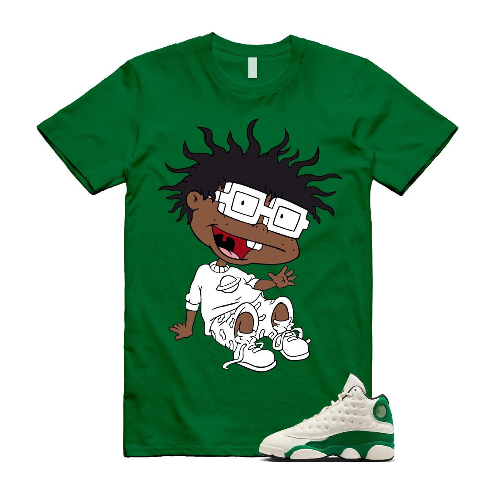 13 Pine Green White Black T Shirt Match FINSTER HQ0779-103 T-Shirt, Sneaker Match Tee