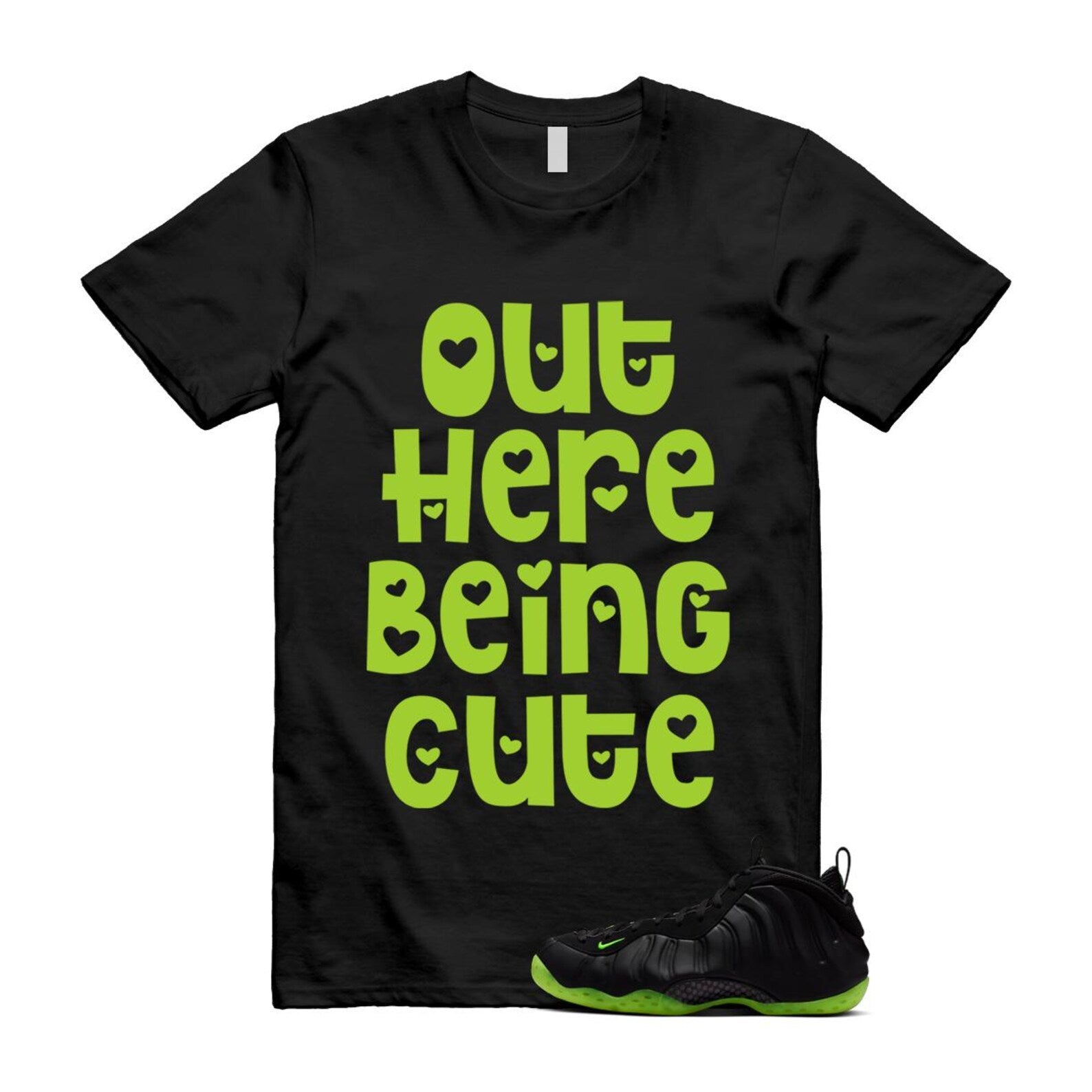 Foamposite Volt Black Air One T Shirt Match OHBC HF2902-001 T-Shirt, Sneaker Match Tee