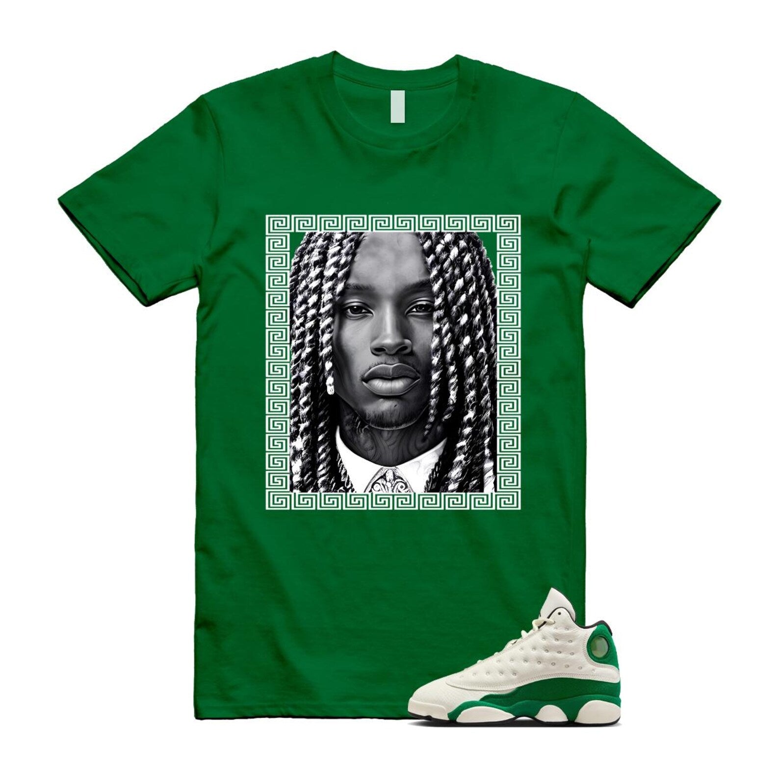 13 Pine Green White Black T Shirt Match VON HQ0779-103 T-Shirt, Sneaker Match Tee
