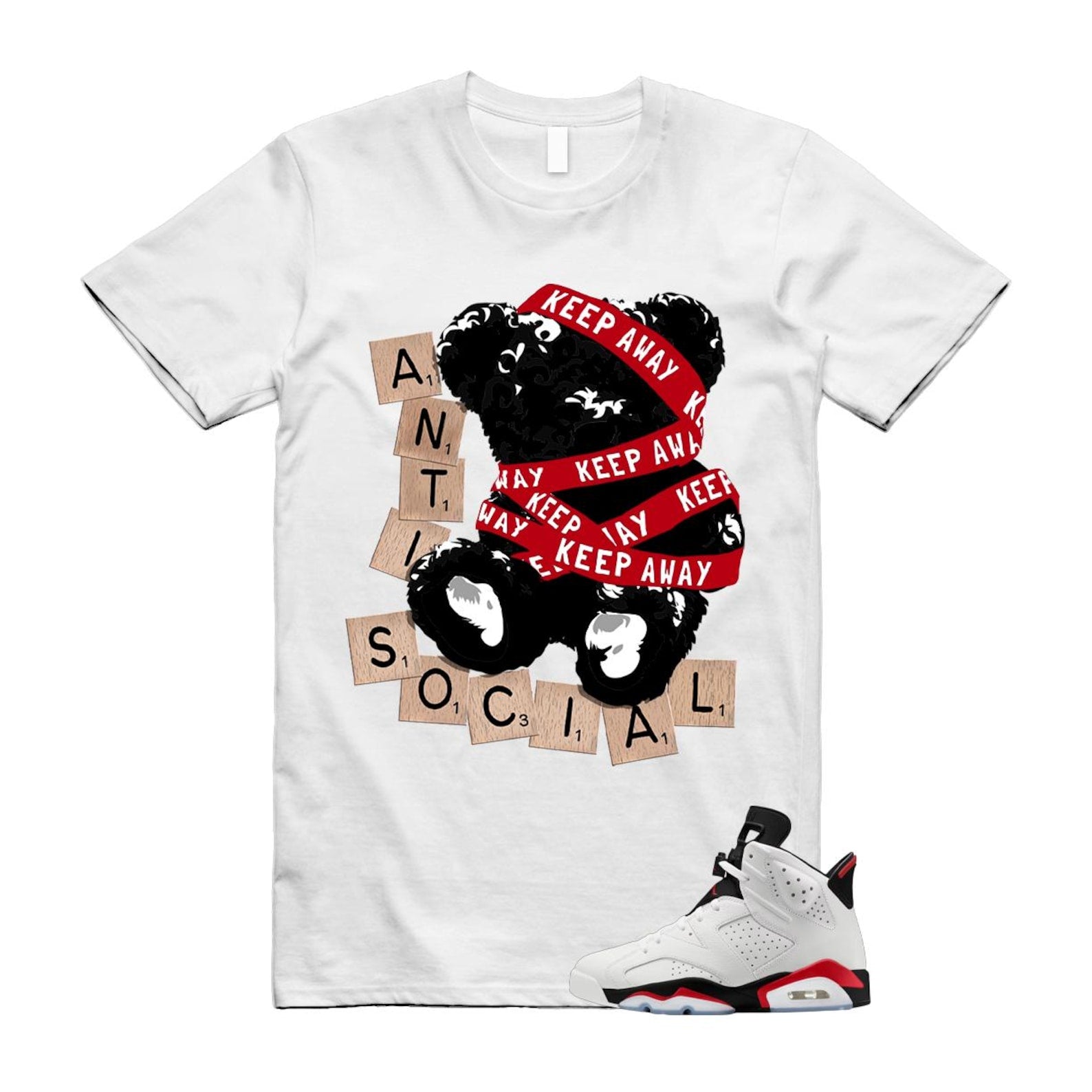 6 Fire Red Summit White Black T Shirt Match ANTI CT8529-120 T-Shirt, Sneaker Match Tee