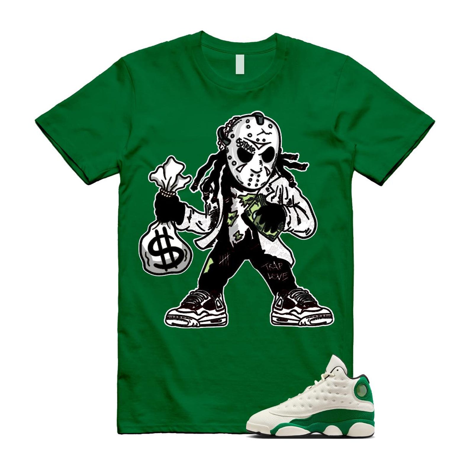 13 Pine Green White Black T Shirt Match JASON HQ0779-103 T-Shirt, Sneaker Match Tee