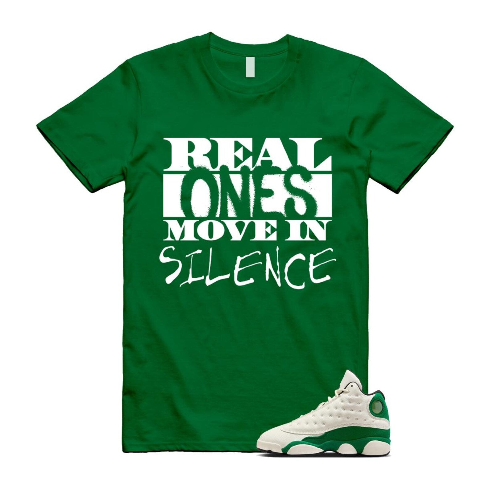 13 Pine Green White Black T Shirt Match REAL HQ0779-103 T-Shirt, Sneaker Match Tee