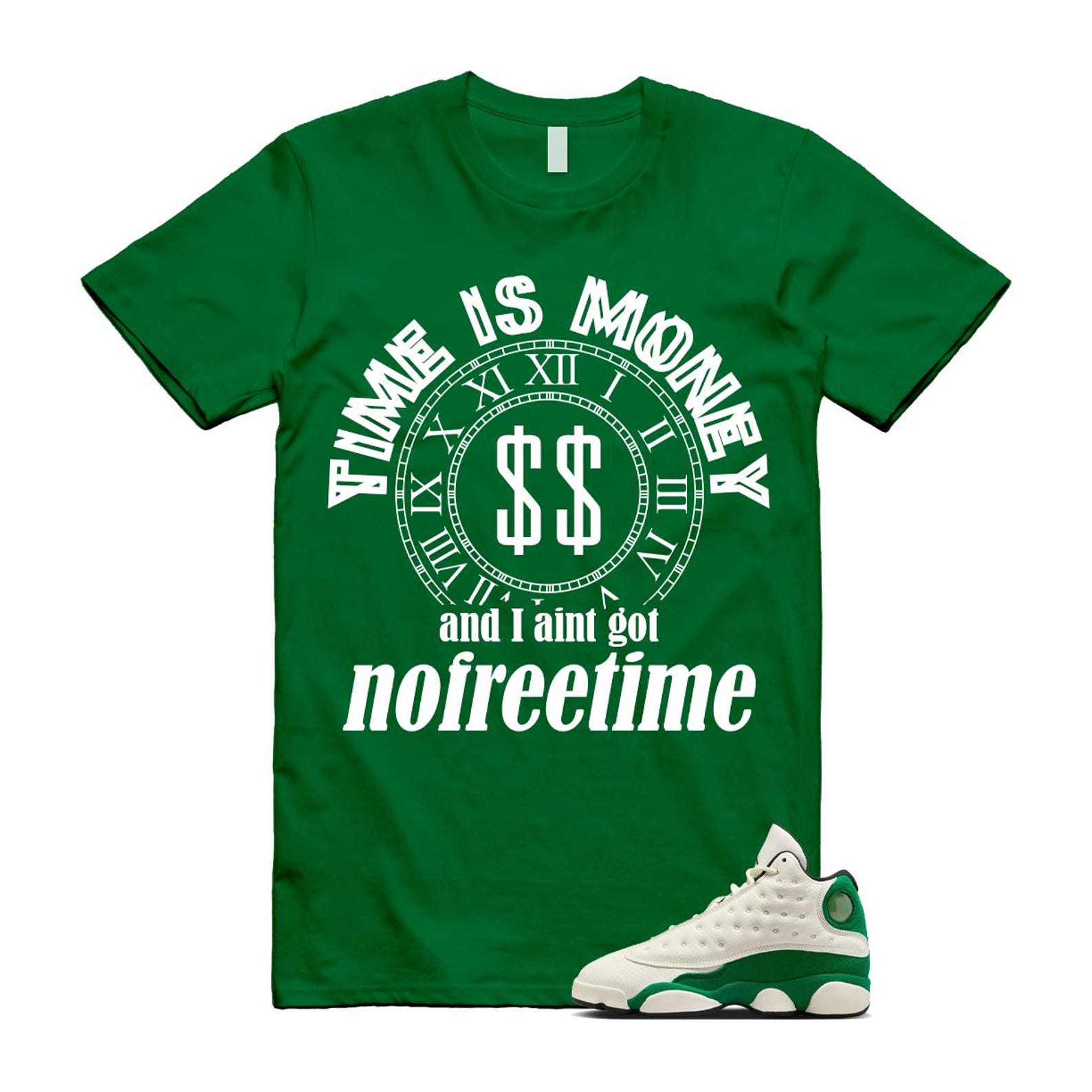 13 Pine Green White Black T Shirt Match FREE HQ0779-103 T-Shirt, Sneaker Match Tee