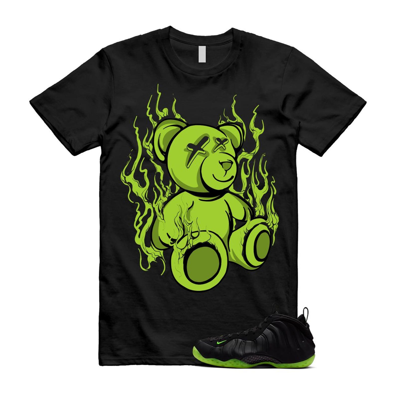 Foamposite Volt Black Air One T Shirt Match LIT HF2902-001 T-Shirt, Sneaker Match Tee