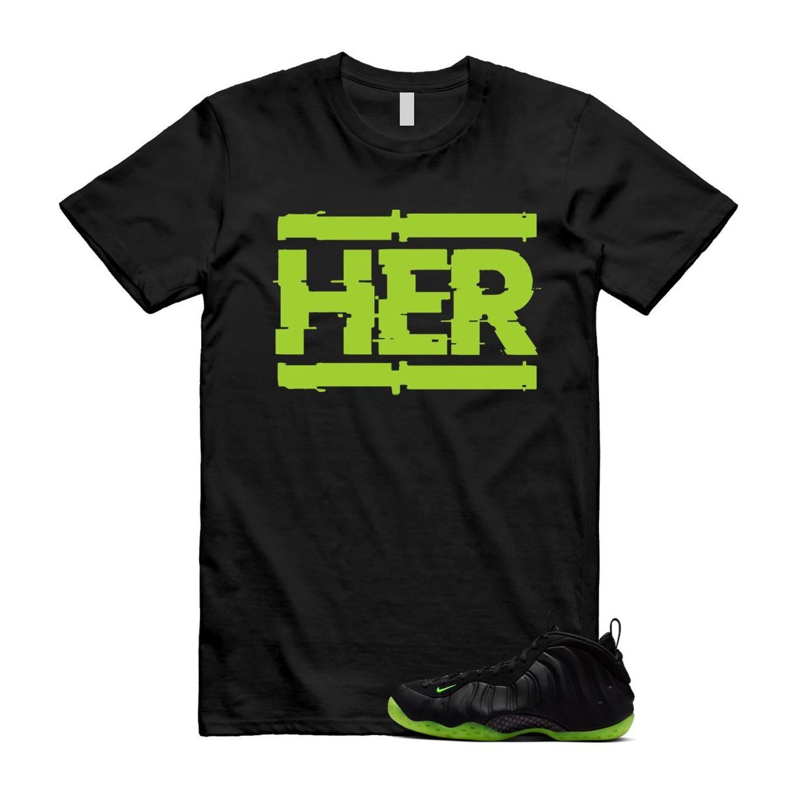 Foamposite Volt Black Air One T Shirt Match HER HF2902-001 T-Shirt, Sneaker Match Tee