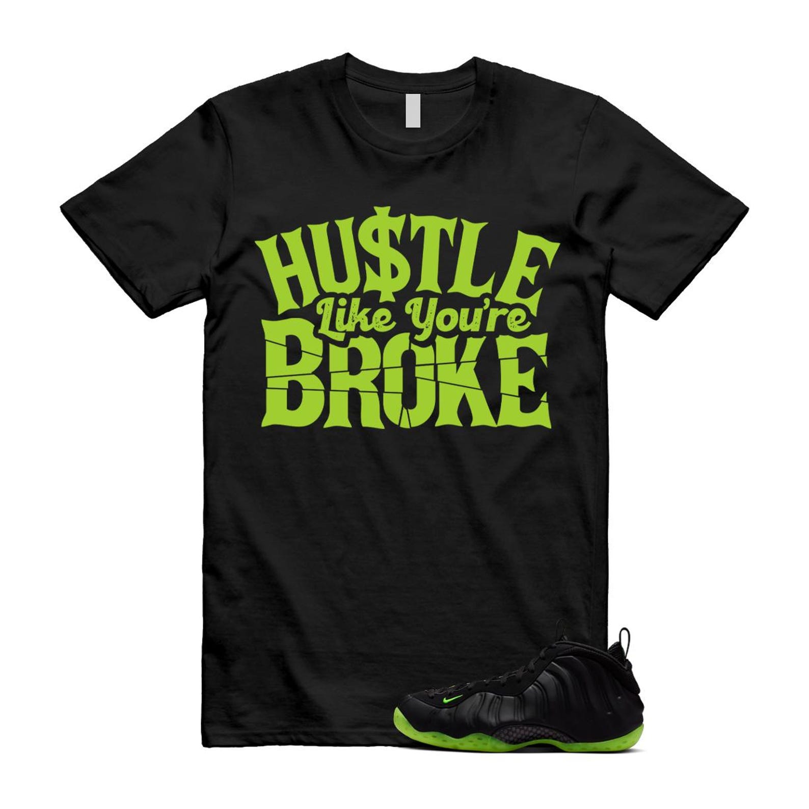 Foamposite Volt Black Air One T Shirt Match BROKE HF2902-001 T-Shirt, Sneaker Match Tee