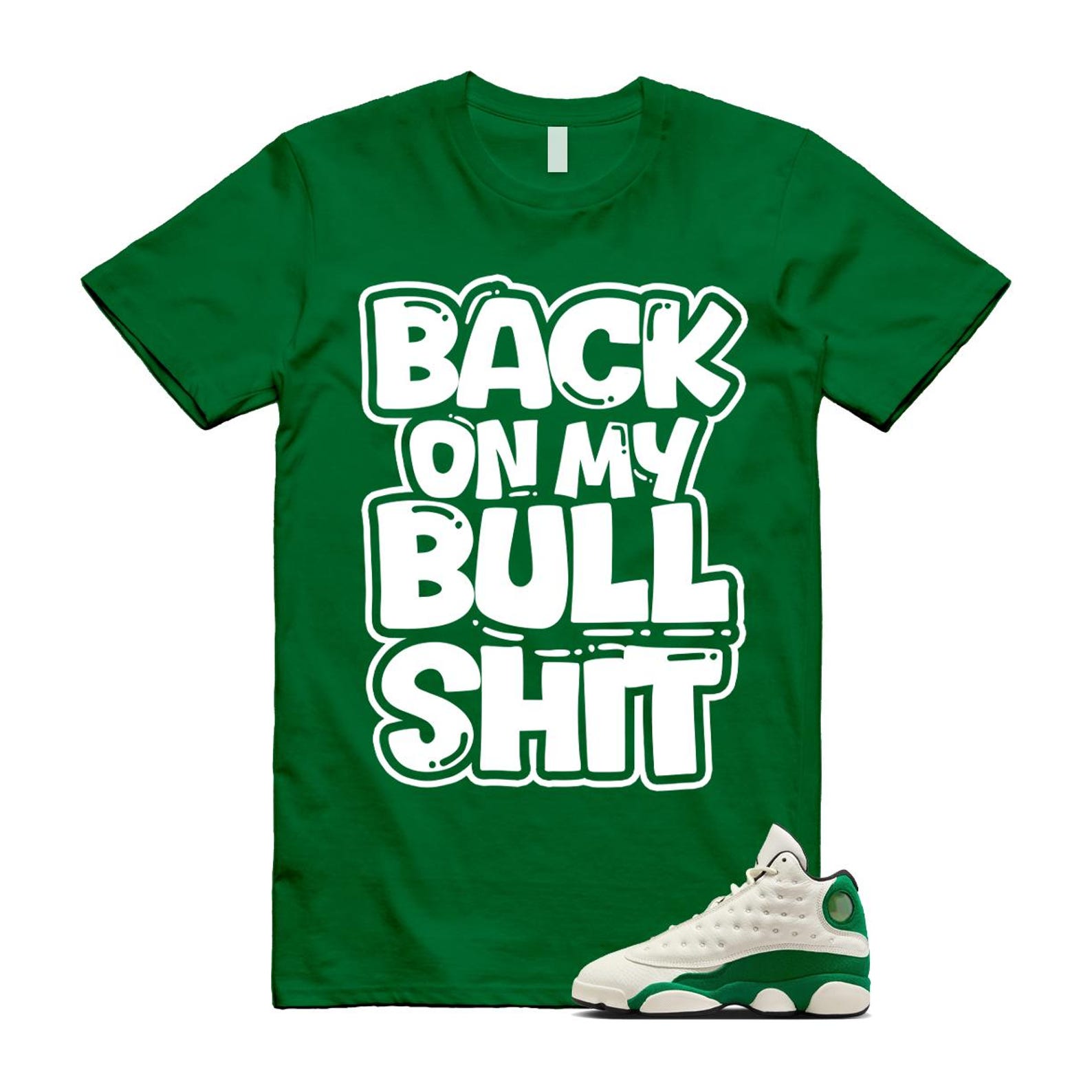 13 Pine Green White Black T Shirt Match BULL HQ0779-103 T-Shirt, Sneaker Match Tee