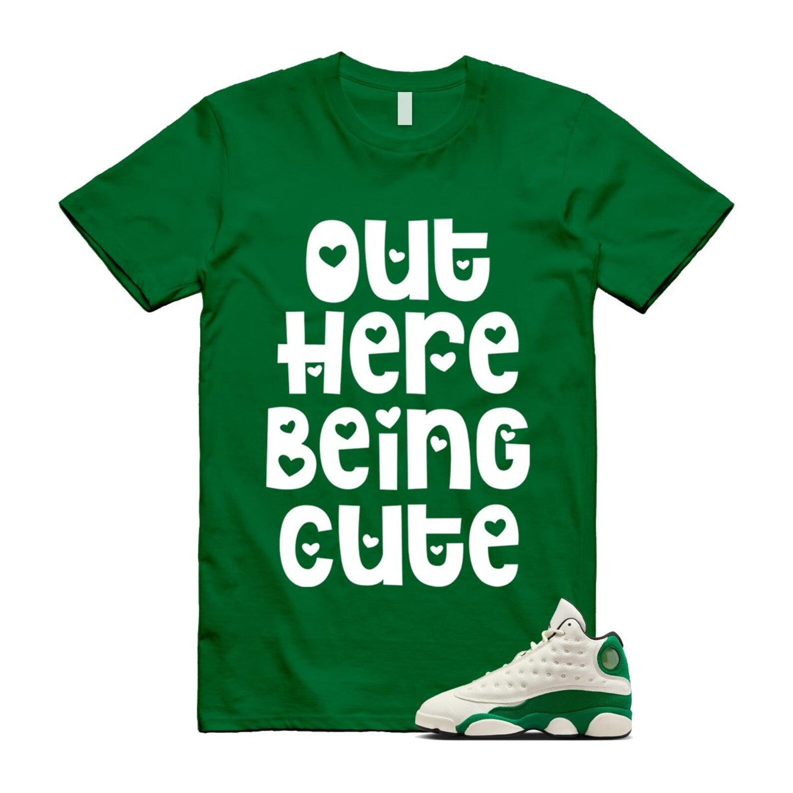 13 Pine Green White Black T Shirt Match OHBC HQ0779-103 T-Shirt, Sneaker Match Tee