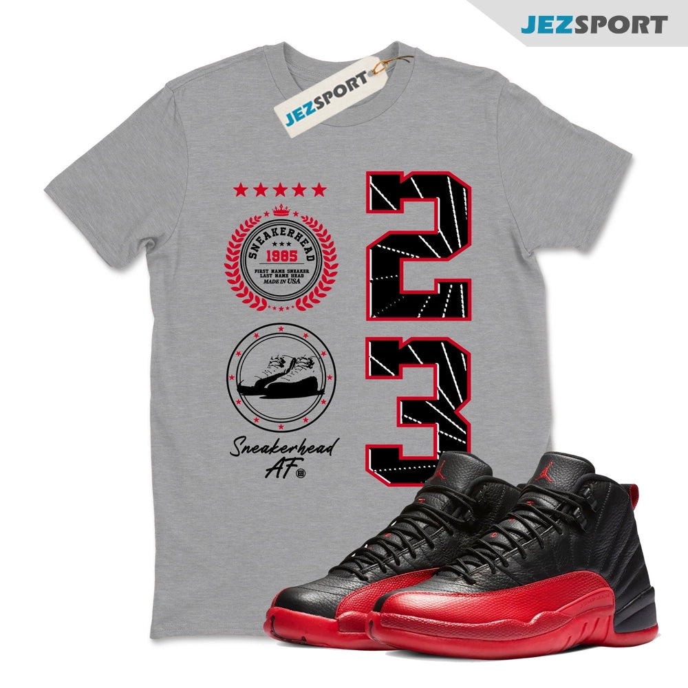 Sneaker Emblem T-Shirts To Match Sneakers Air Jordan 12 Retro Flu Game, 153265-002 Sneaker Match Tees T-Shirt, Sneaker Match Tee