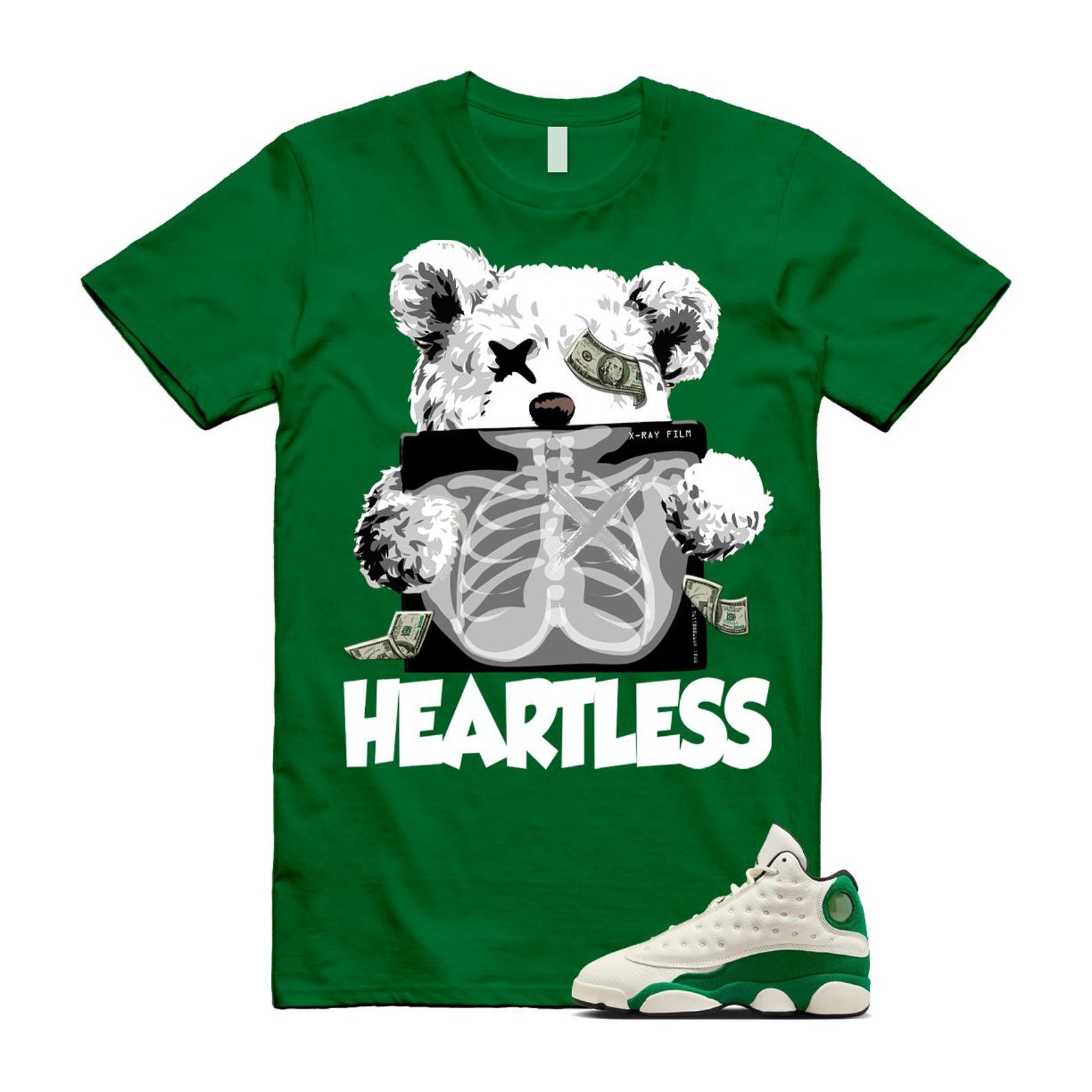 13 Pine Green White Black T Shirt Match HEART HQ0779-103 T-Shirt, Sneaker Match Tee