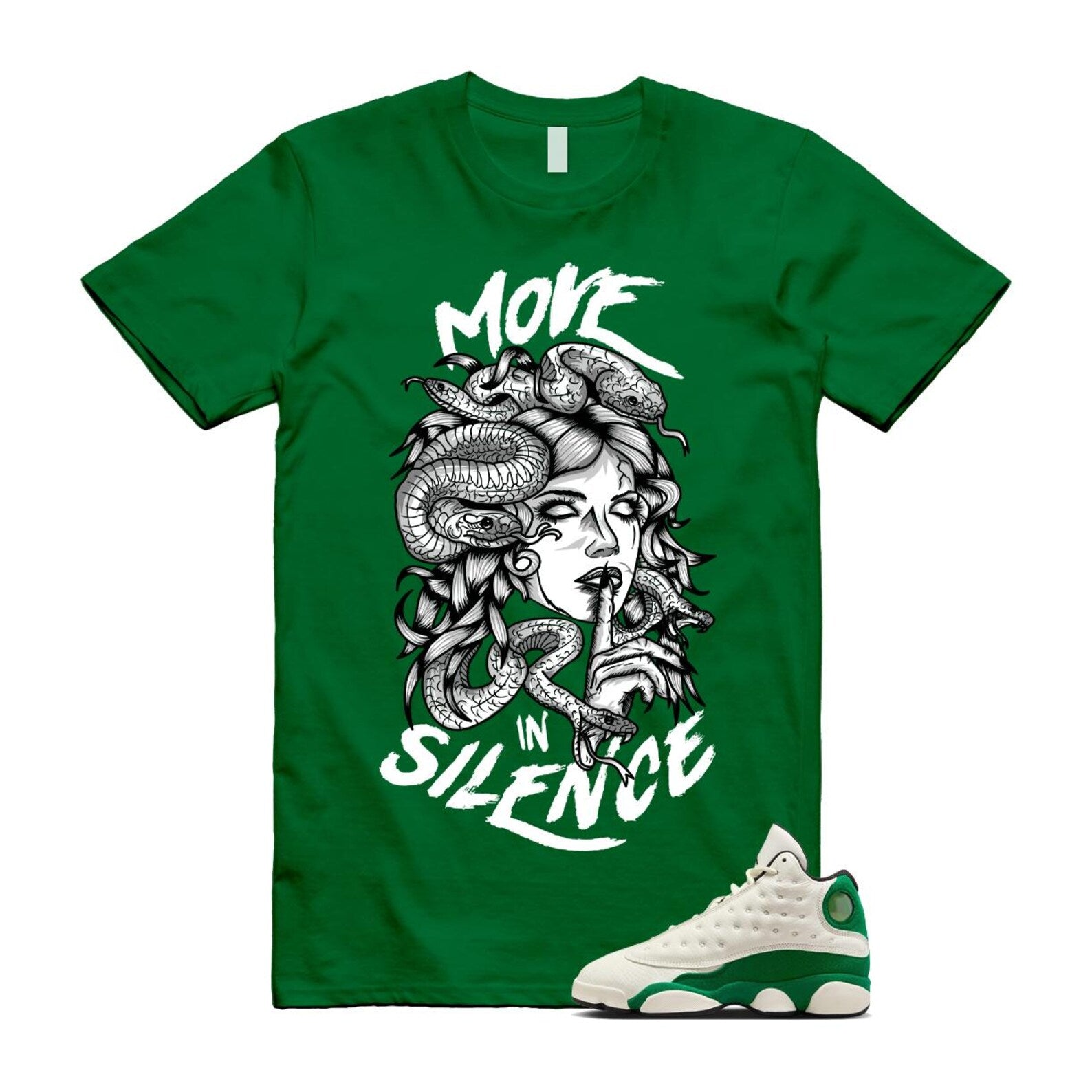 13 Pine Green White Black T Shirt Match MIS HQ0779-103 T-Shirt, Sneaker Match Tee