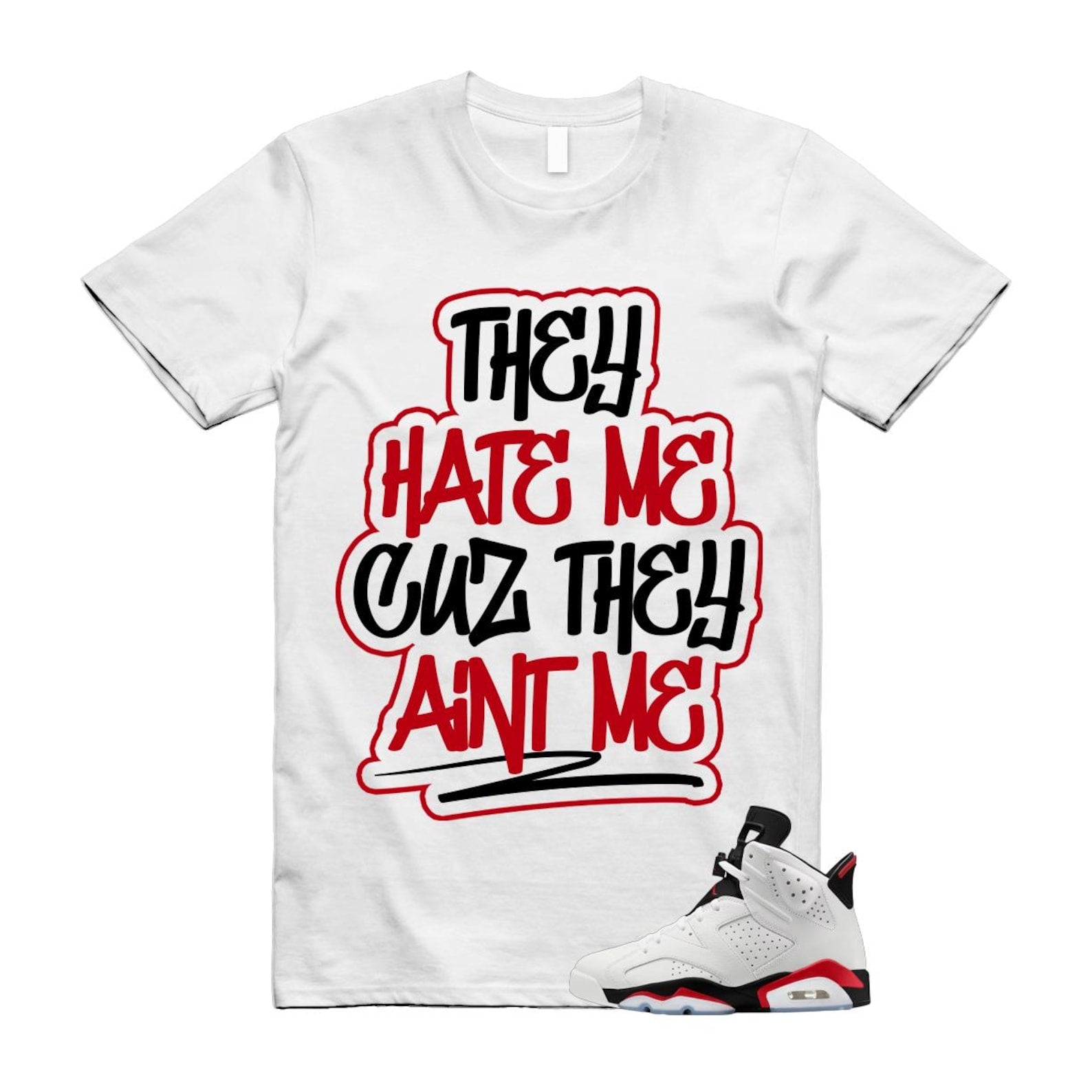 6 Fire Red Summit White Black T Shirt Match AINT CT8529-120 T-Shirt, Sneaker Match Tee