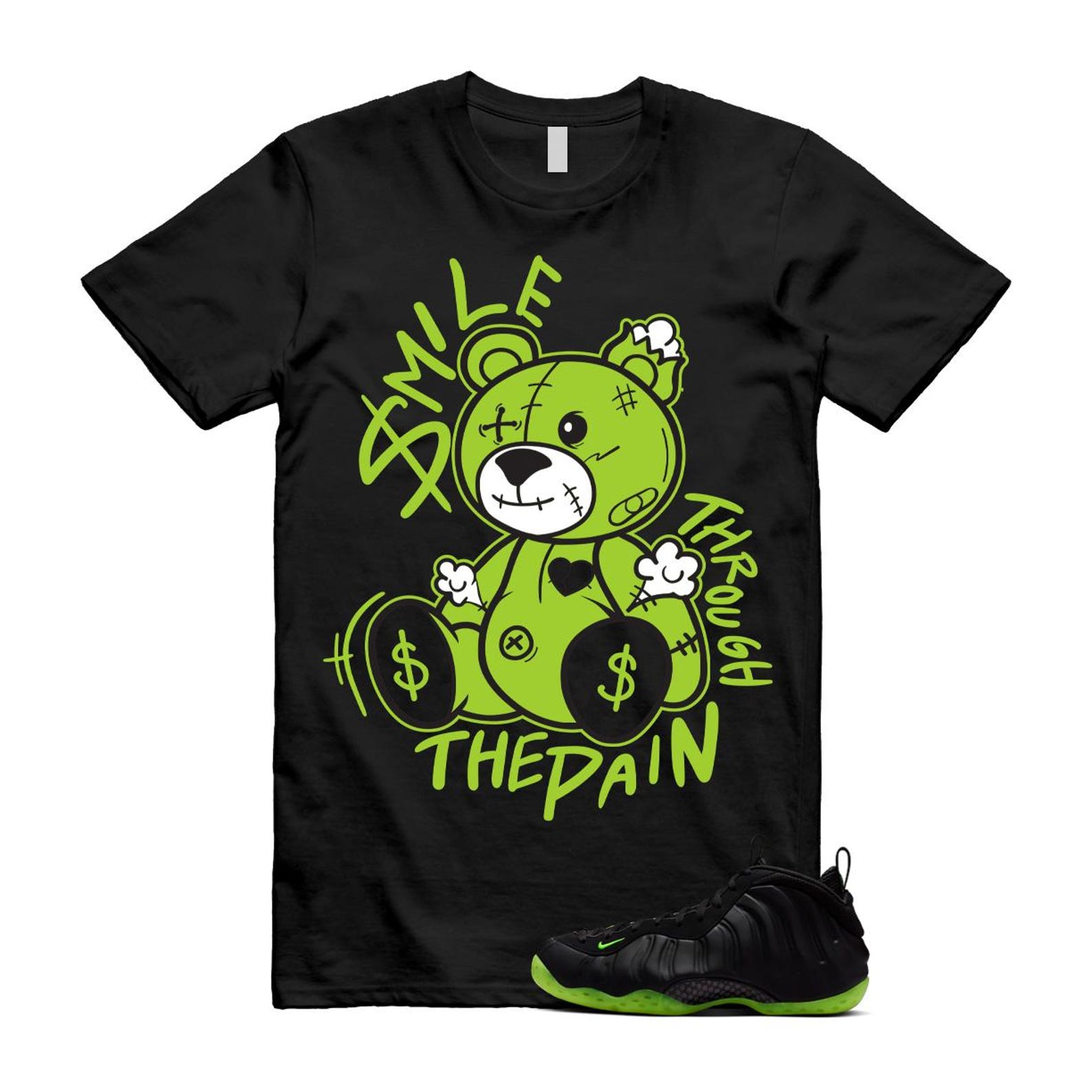 Foamposite Volt Black Air One T Shirt Match SM2 HF2902-001 T-Shirt, Sneaker Match Tee