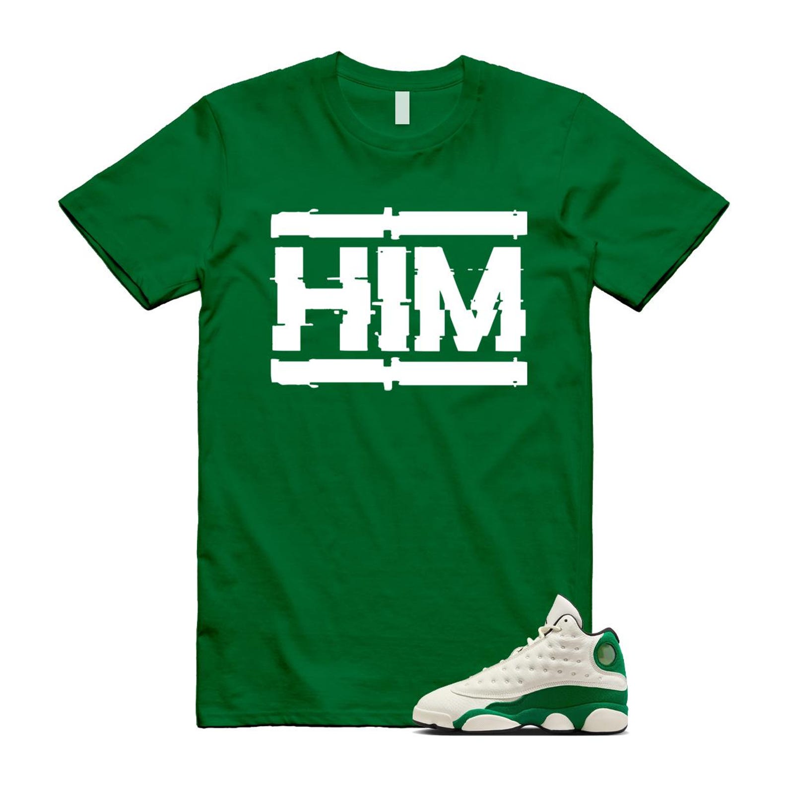 13 Pine Green White Black T Shirt Match HIM HQ0779-103 T-Shirt, Sneaker Match Tee