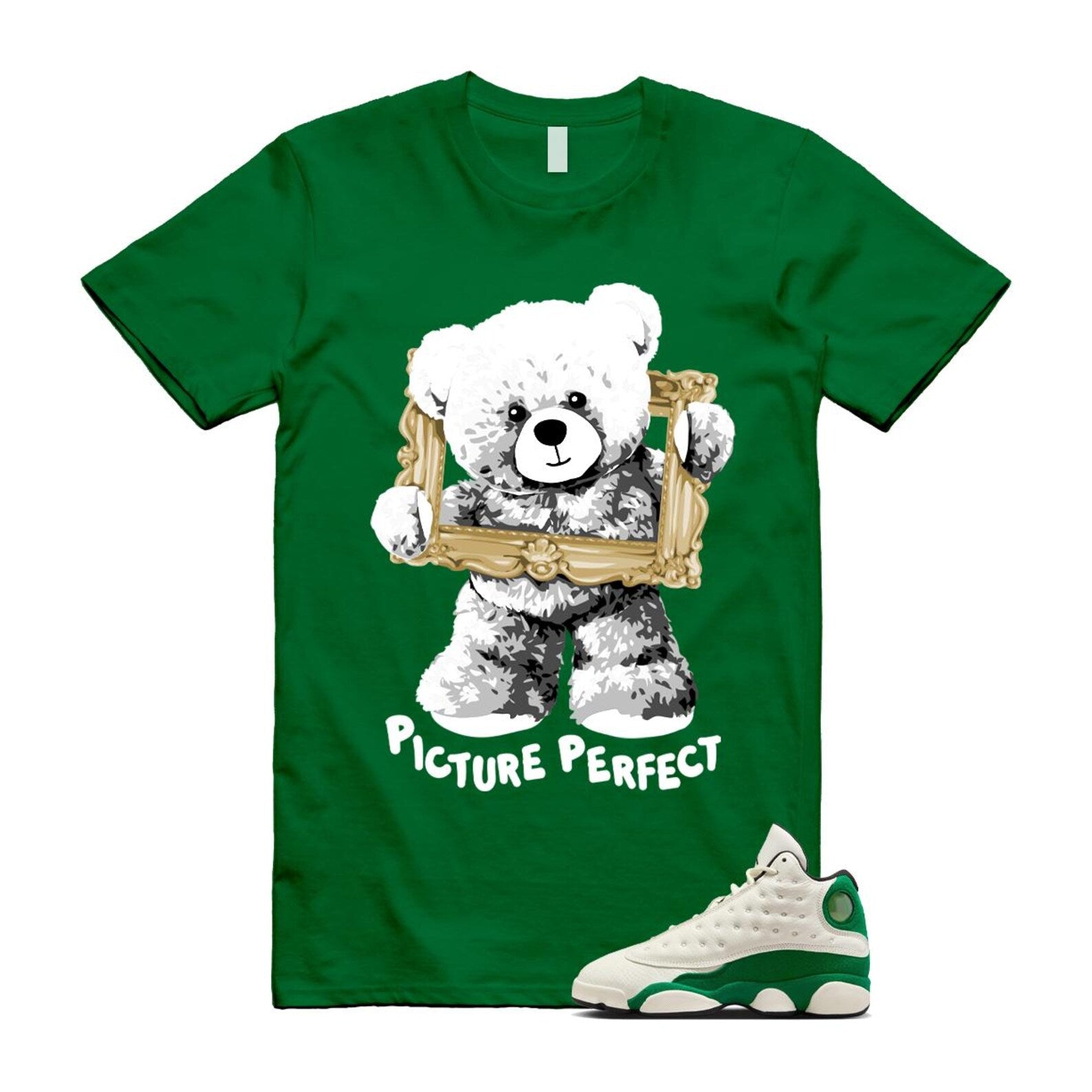 13 Pine Green White Black T Shirt Match PIC HQ0779-103 T-Shirt, Sneaker Match Tee