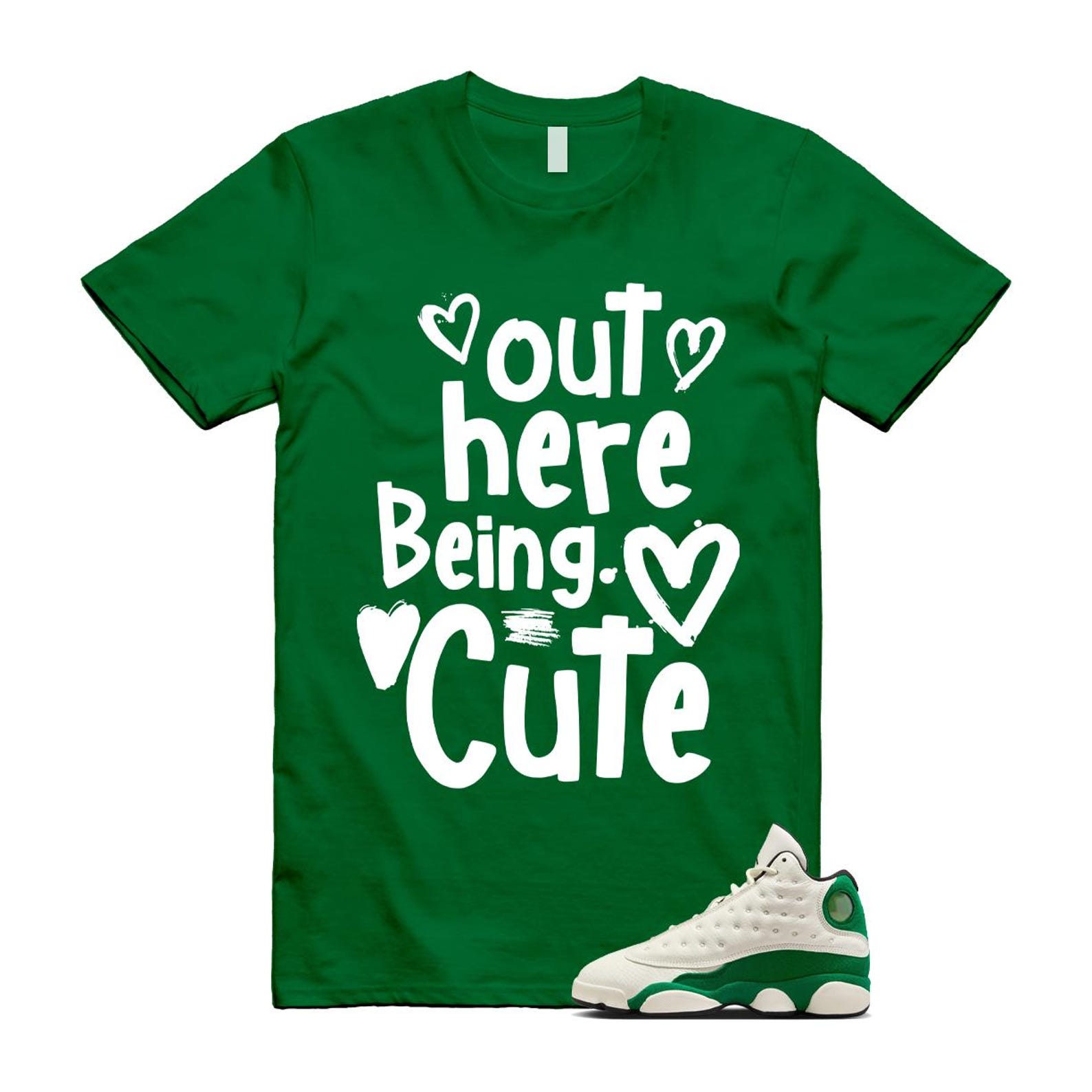 13 Pine Green White Black T Shirt Match C2 HQ0779-103 T-Shirt, Sneaker Match Tee
