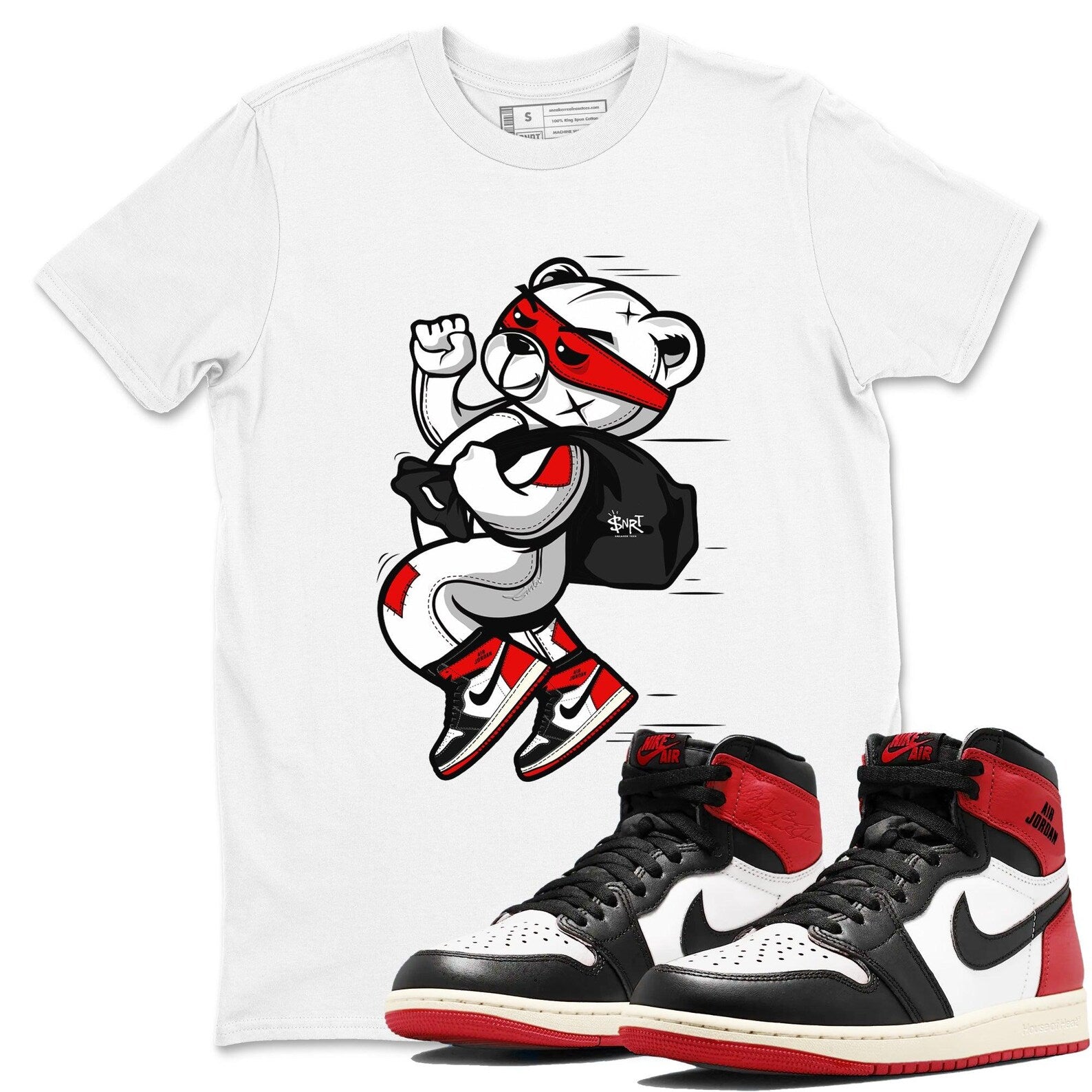 Thief Bear Sneaker Tee - Unisex Sneaker Shirts To Match Jordans 1s High OG Black Toe Reimagined, DZ5485-106 T-Shirt, Sneaker Match Tee