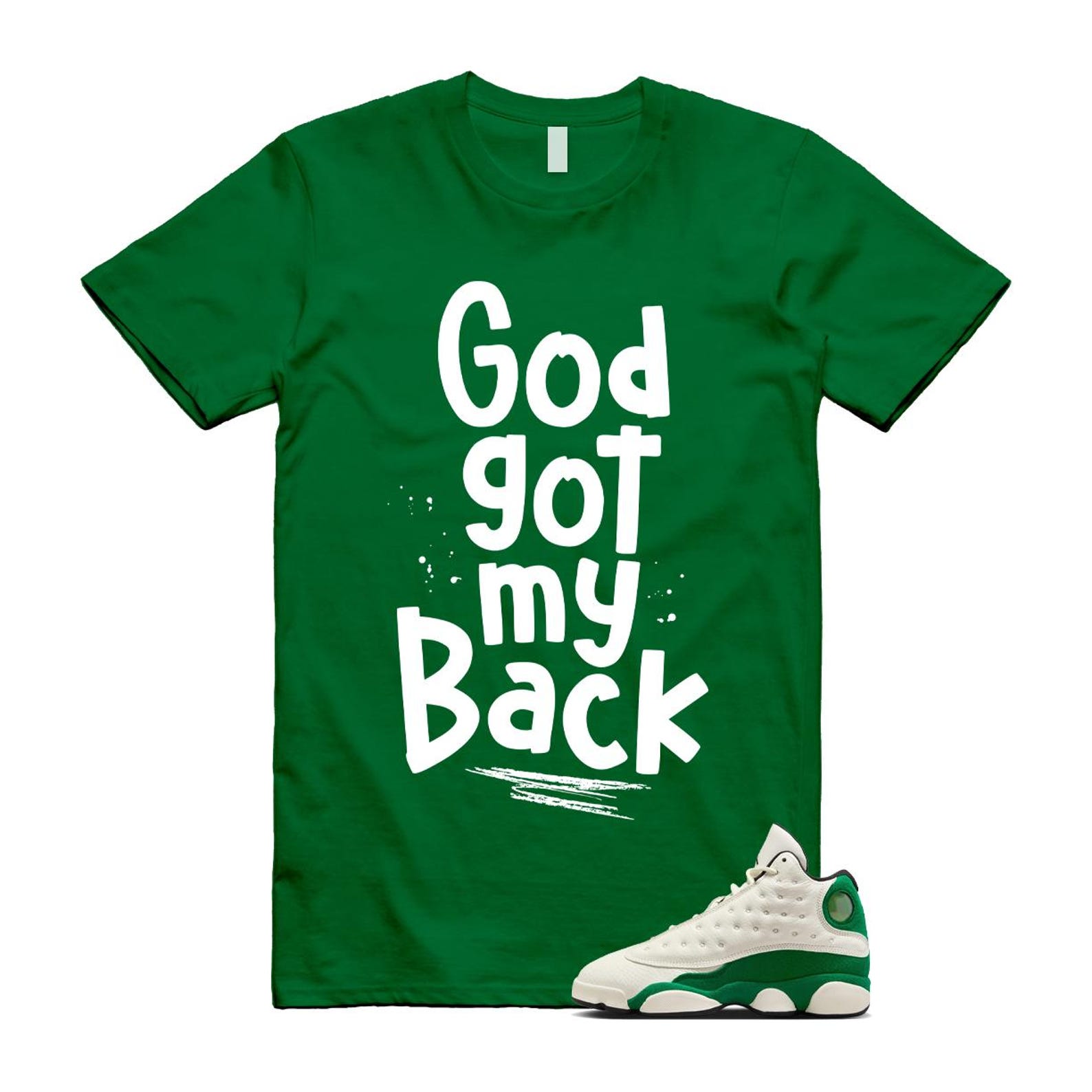 13 Pine Green White Black T Shirt Match GOD HQ0779-103 T-Shirt, Sneaker Match Tee