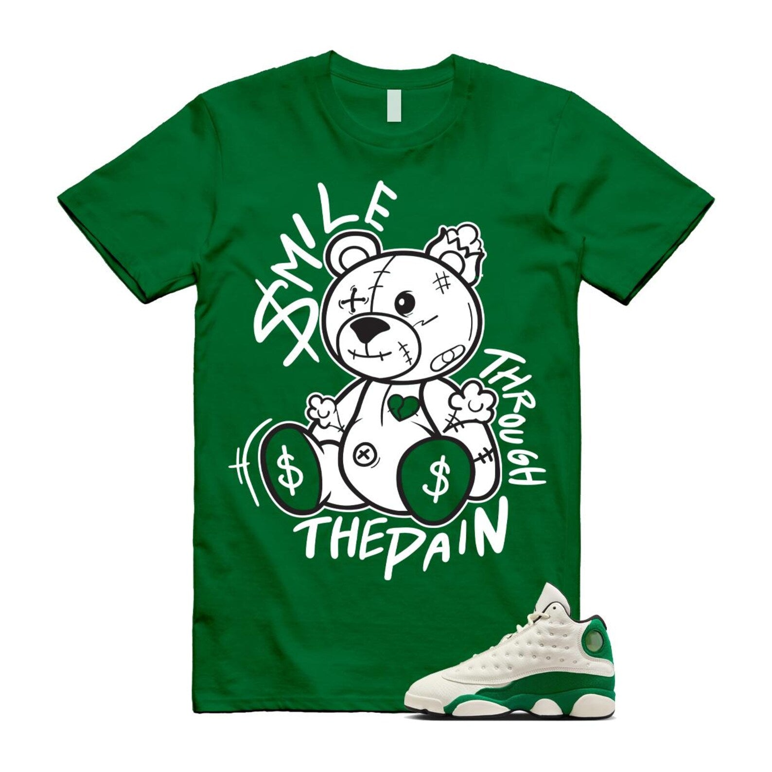 13 Pine Green White Black T Shirt Match SM2 HQ0779-103 T-Shirt, Sneaker Match Tee