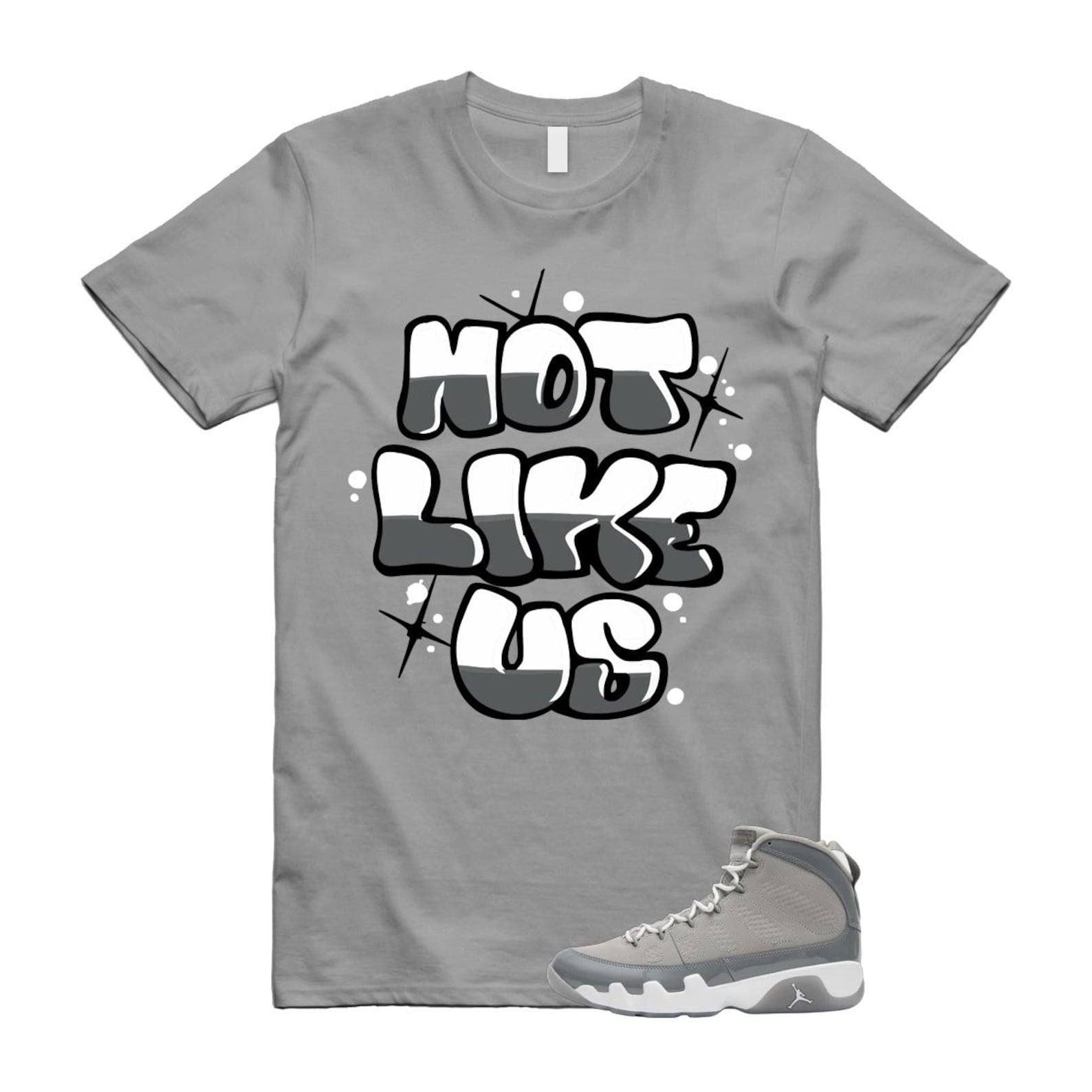 9 Cool Grey White 2025 T Shirt Match NLU HV4794-011 T-Shirt, Sneaker Match Tee