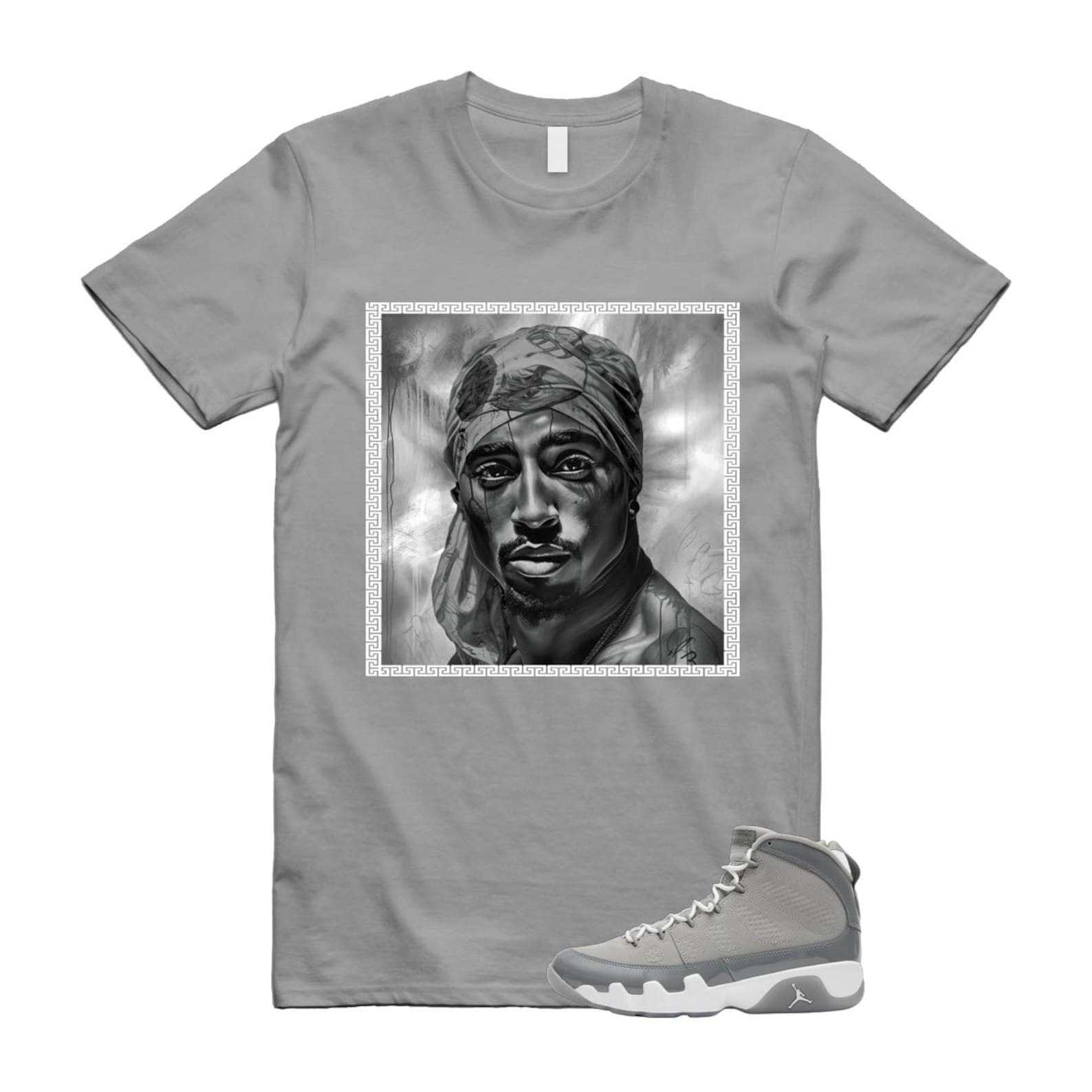 9 Cool Grey White 2025 T Shirt Match PAC HV4794-011 T-Shirt, Sneaker Match Tee