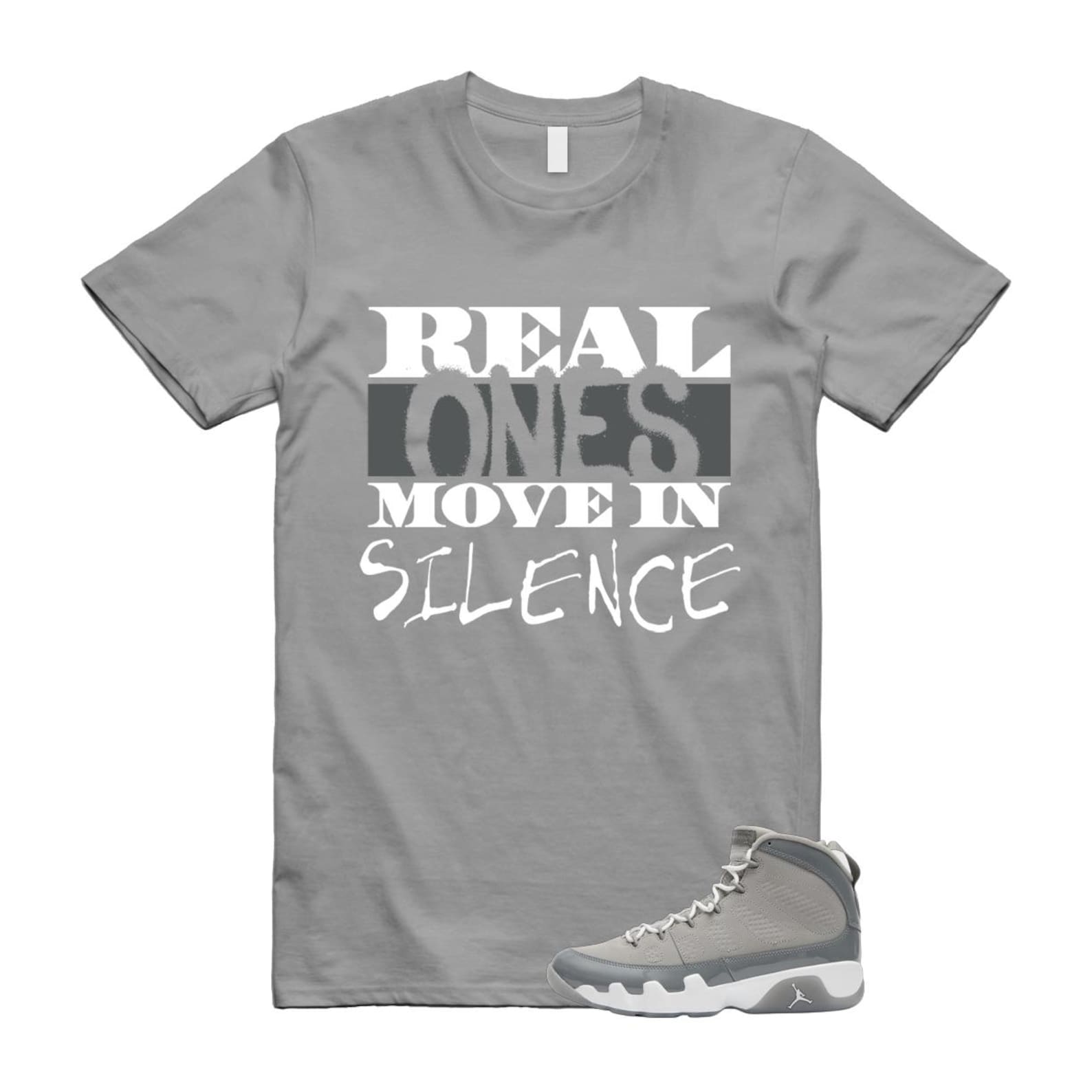 9 Cool Grey White 2025 T Shirt Match REAL HV4794-011 T-Shirt, Sneaker Match Tee