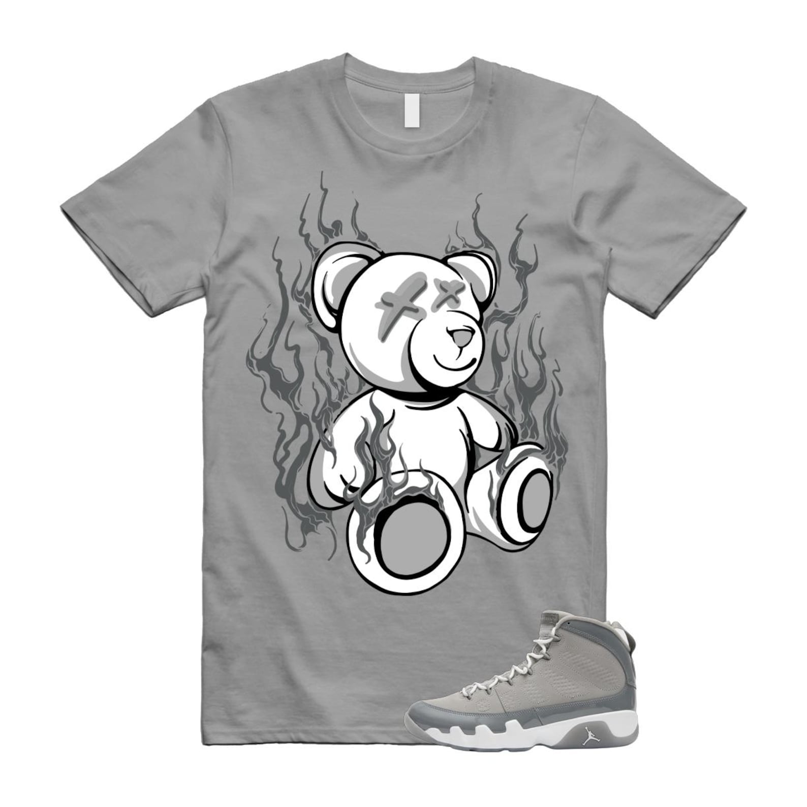 9 Cool Grey White 2025 T Shirt Match LIT HV4794-011 T-Shirt, Sneaker Match Tee