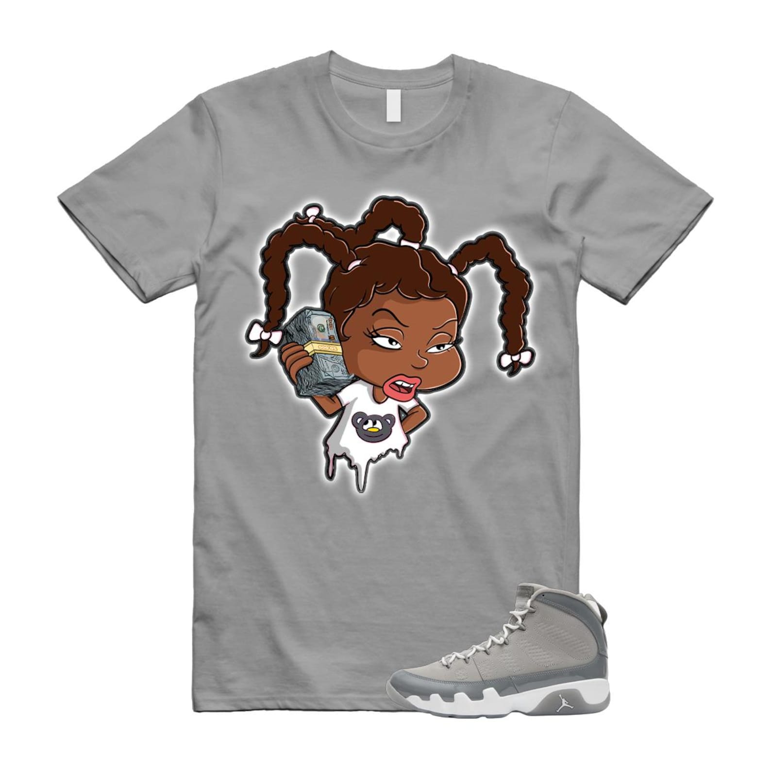 9 Cool Grey White 2025 T Shirt Match SUSIE HV4794-011 T-Shirt, Sneaker Match Tee
