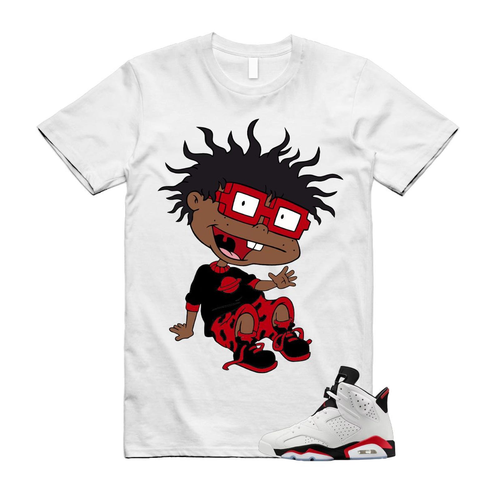 6 Fire Red Summit White Black T Shirt Match FINSTER CT8529-120 T-Shirt, Sneaker Match Tee