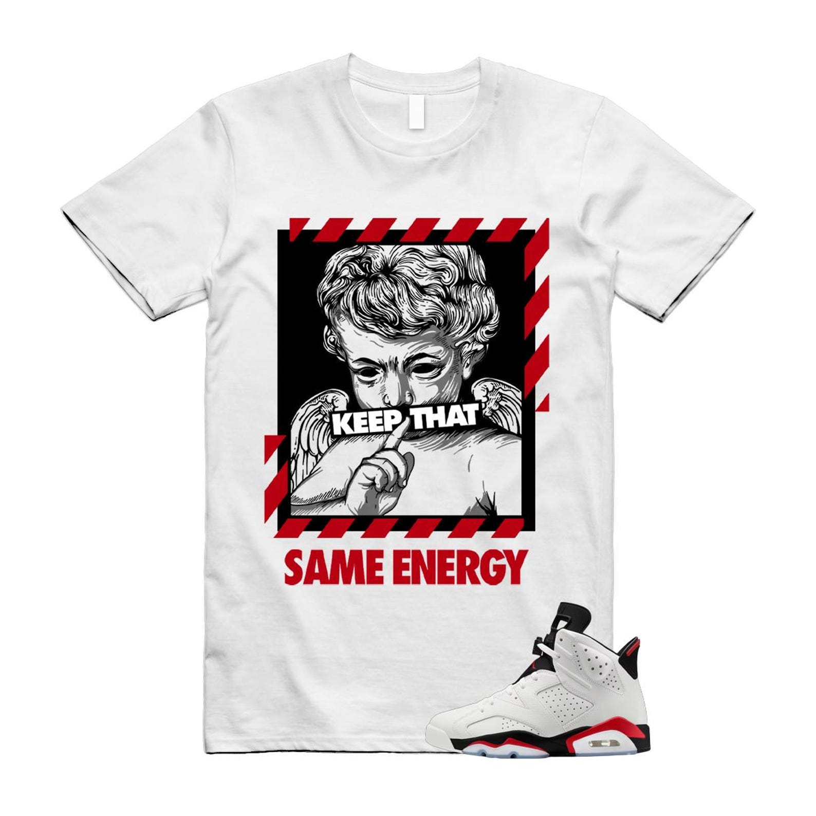 6 Fire Red Summit White Black T Shirt Match ENERGY CT8529-120 T-Shirt, Sneaker Match Tee
