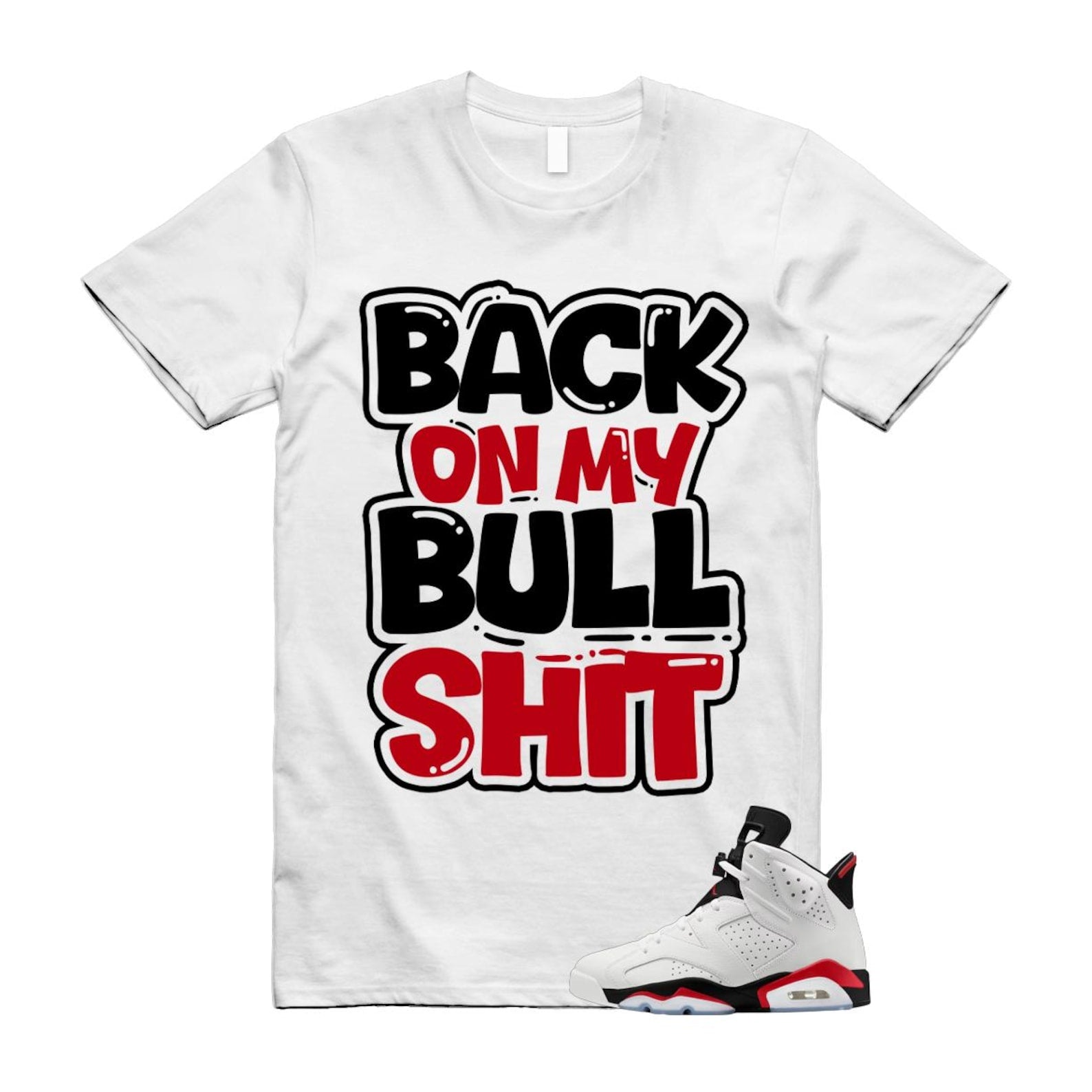 6 Fire Red Summit White Black T Shirt Match BULL CT8529-120 T-Shirt, Sneaker Match Tee