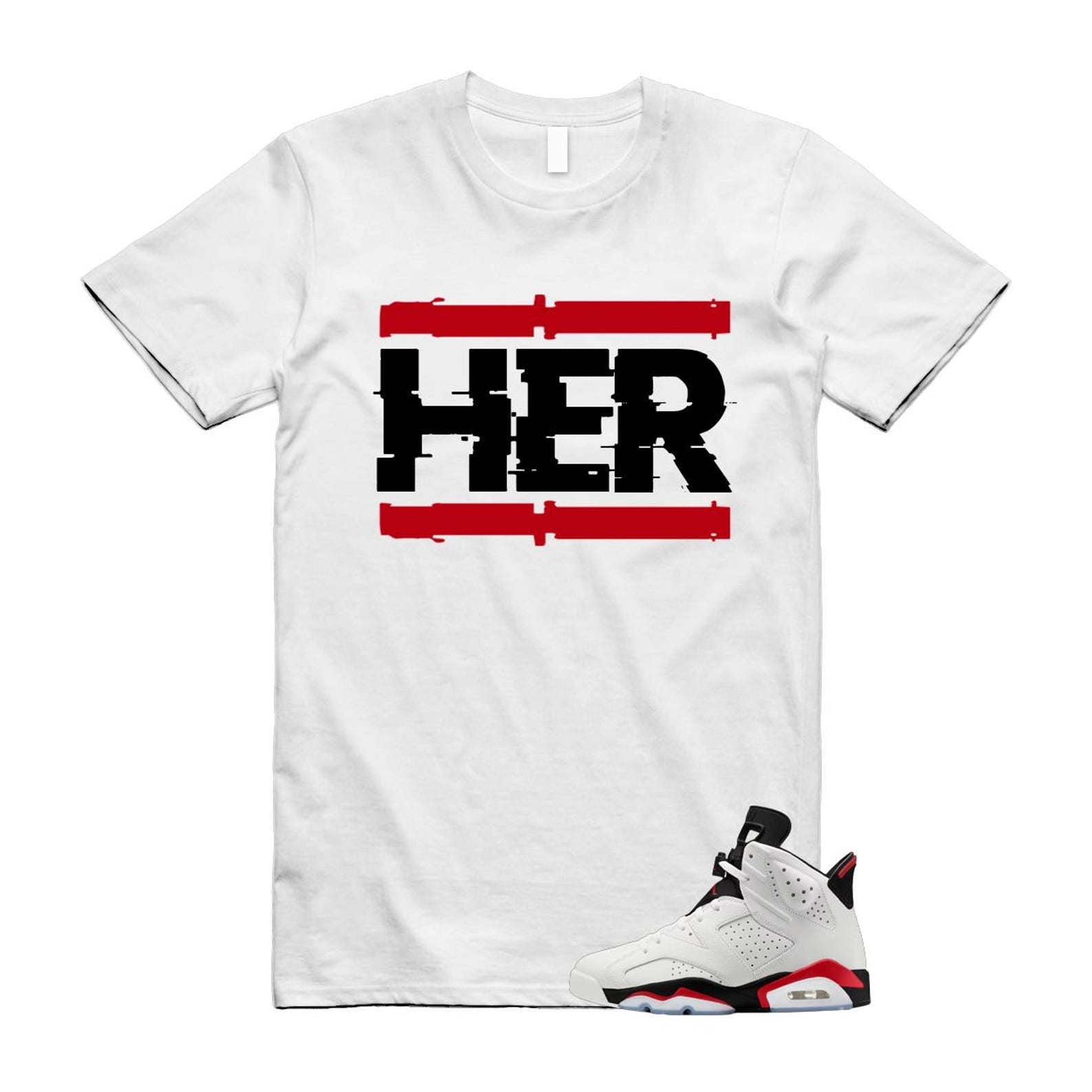 6 Fire Red Summit White Black T Shirt Match HER CT8529-120 T-Shirt, Sneaker Match Tee