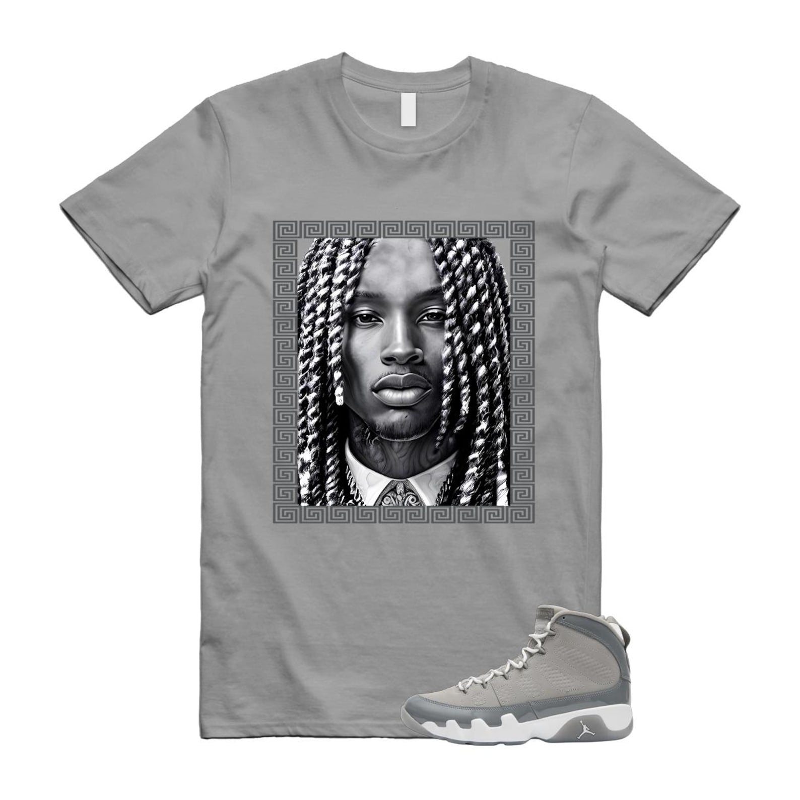9 Cool Grey White 2025 T Shirt Match VON HV4794-011 T-Shirt, Sneaker Match Tee