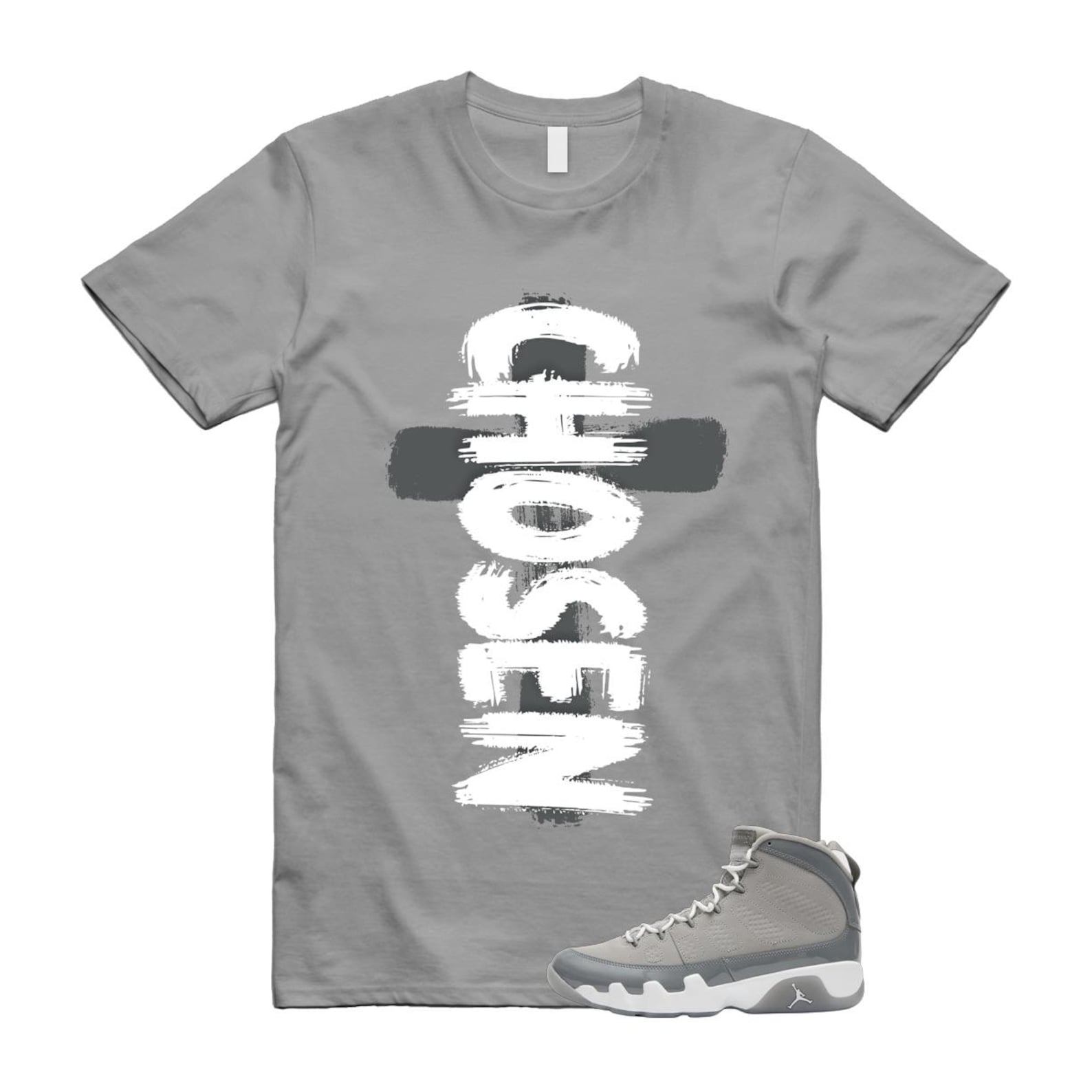 9 Cool Grey White 2025 T Shirt Match CHOSEN HV4794-011 T-Shirt, Sneaker Match Tee