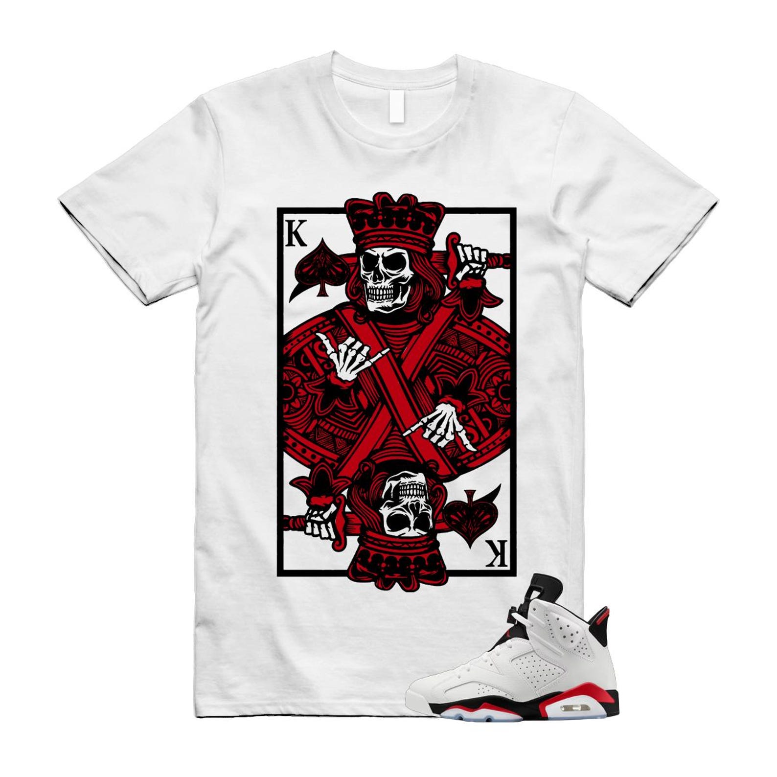 6 Fire Red Summit White Black T Shirt Match KC CT8529-120 T-Shirt, Sneaker Match Tee