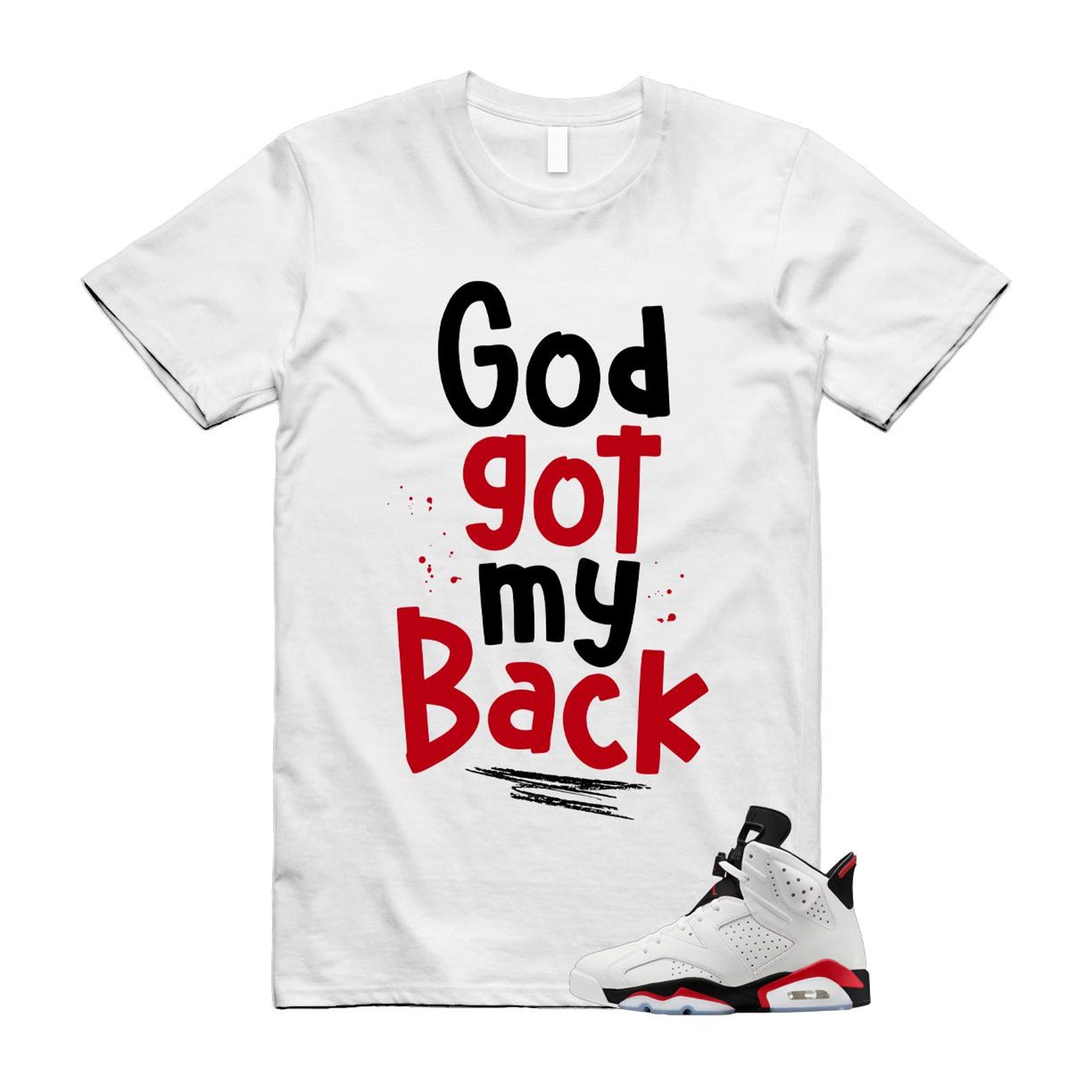 6 Fire Red Summit White Black T Shirt Match GOD CT8529-120 T-Shirt, Sneaker Match Tee